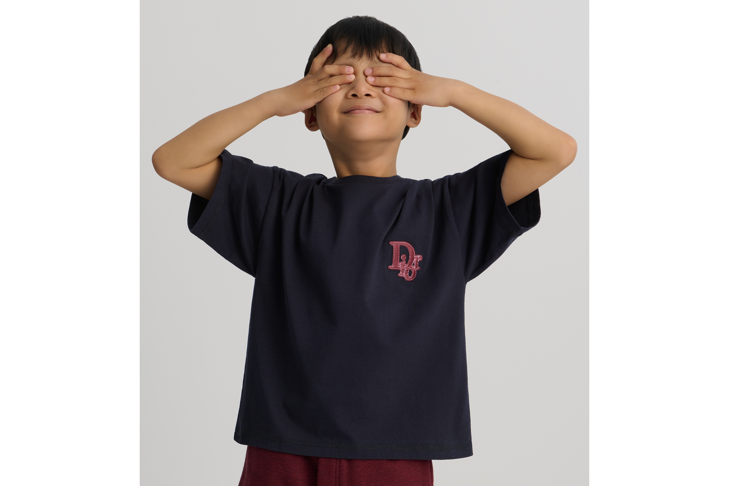 儿童 T 恤 海军蓝色棉质平纹针织面料 E02