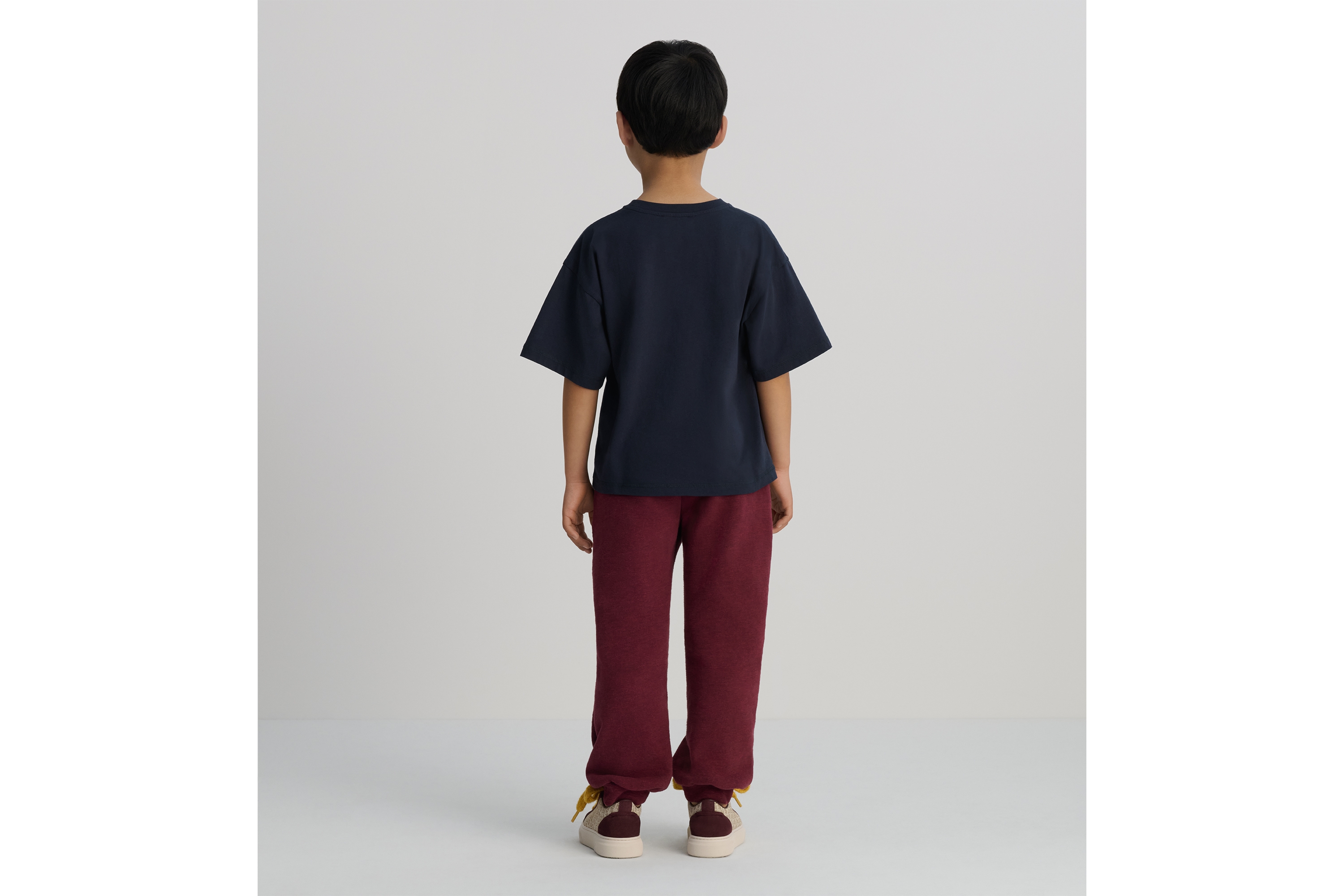 儿童 T 恤 海军蓝色棉质平纹针织面料 E03