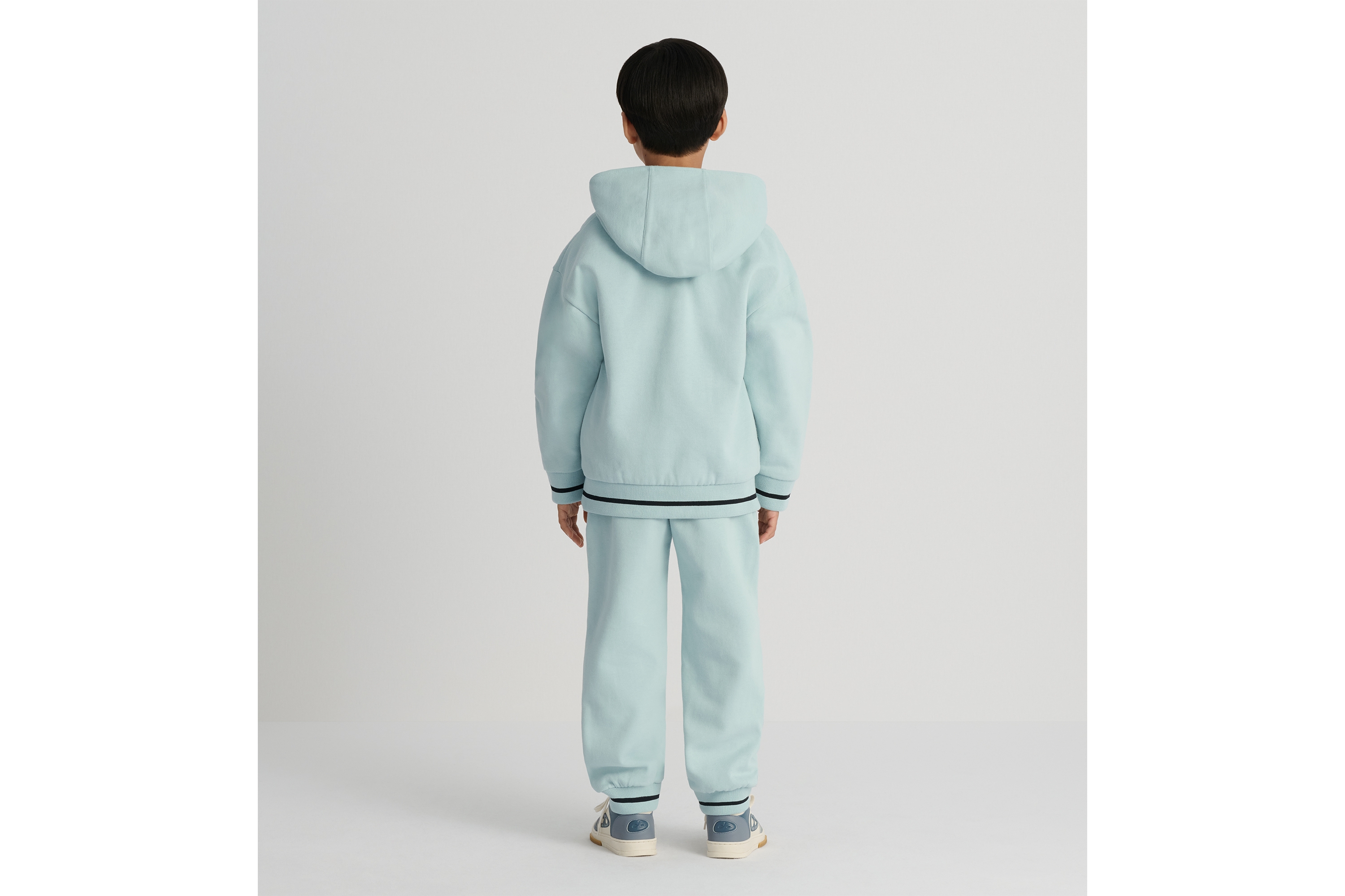 look_image_alt_prefix 儿童连帽运动衫 水蓝色棉质起绒面料 E08