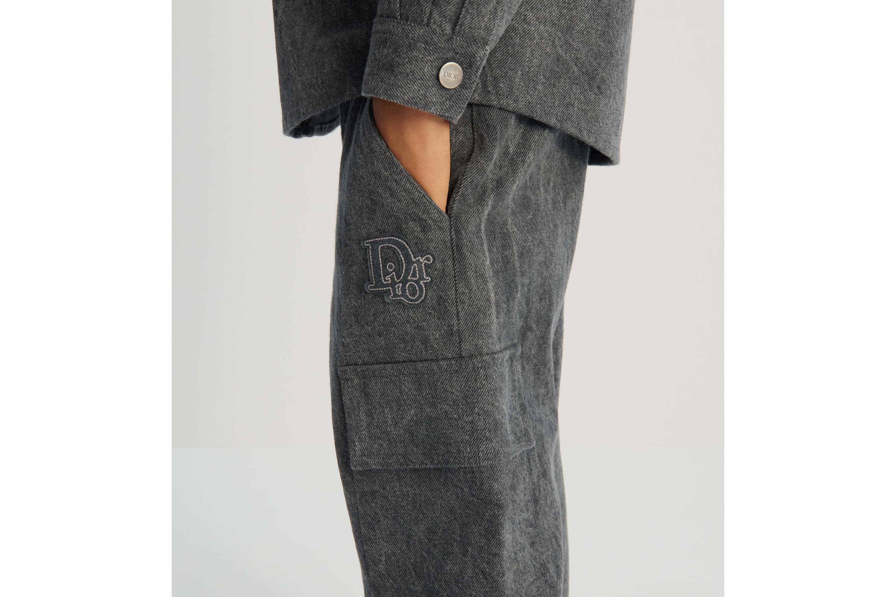 儿童工装裤 灰色石洗棉质面料 E16