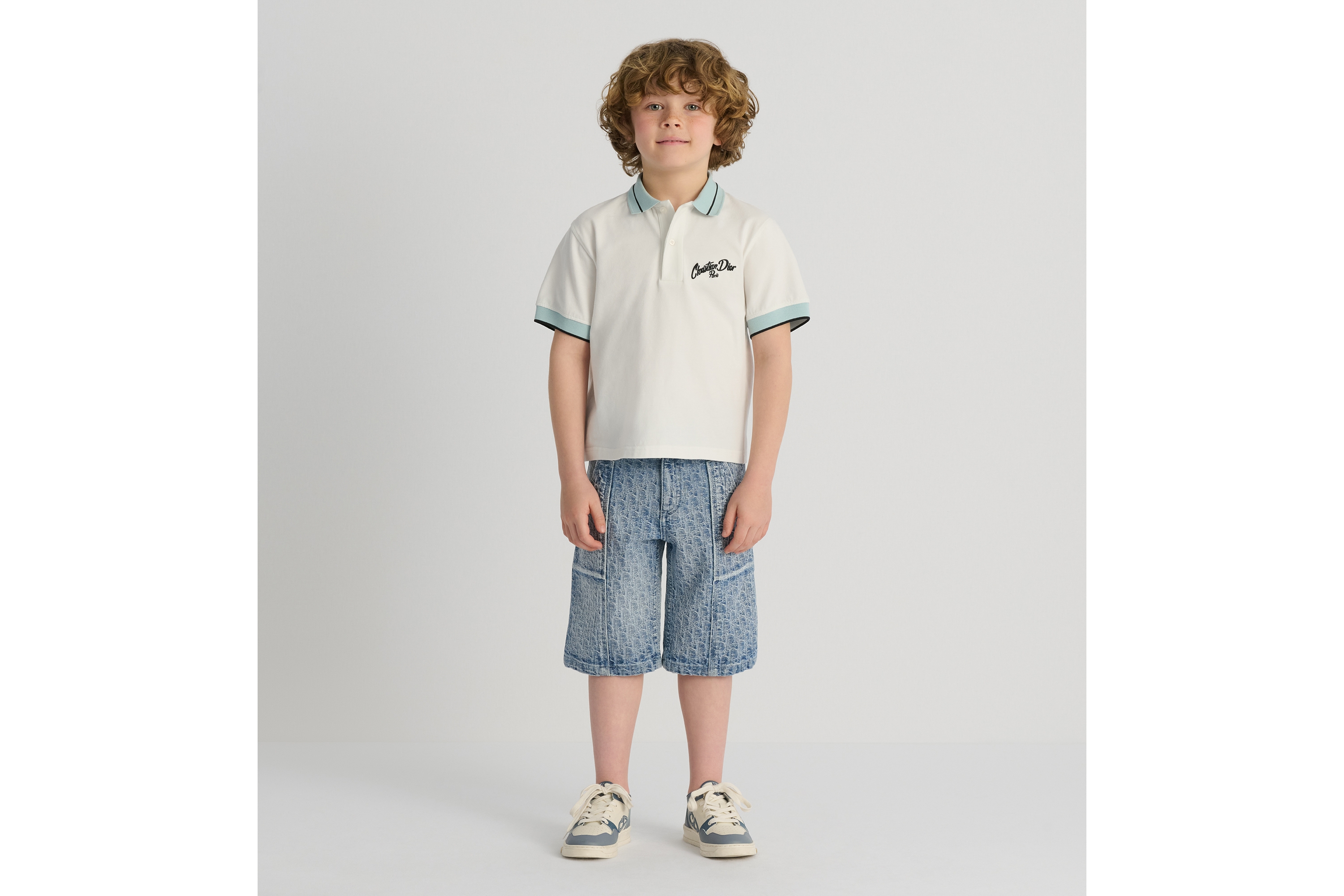 look_image_alt_prefix 儿童 Polo 衫 象牙色棉质混纺平纹针织面料 E01