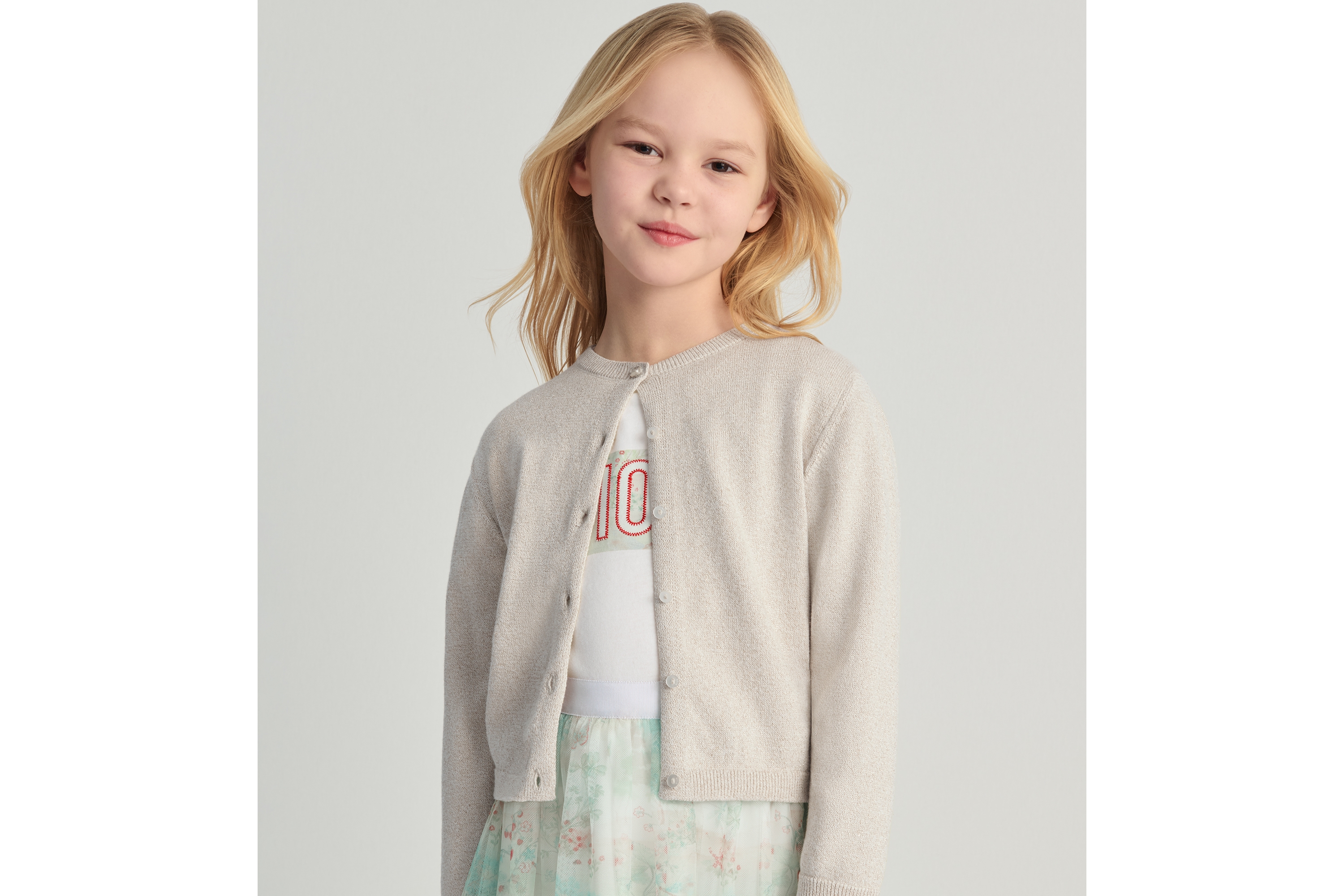 look_image_alt_prefix 儿童开衫 浅金色调棉质混纺针织面料 E04