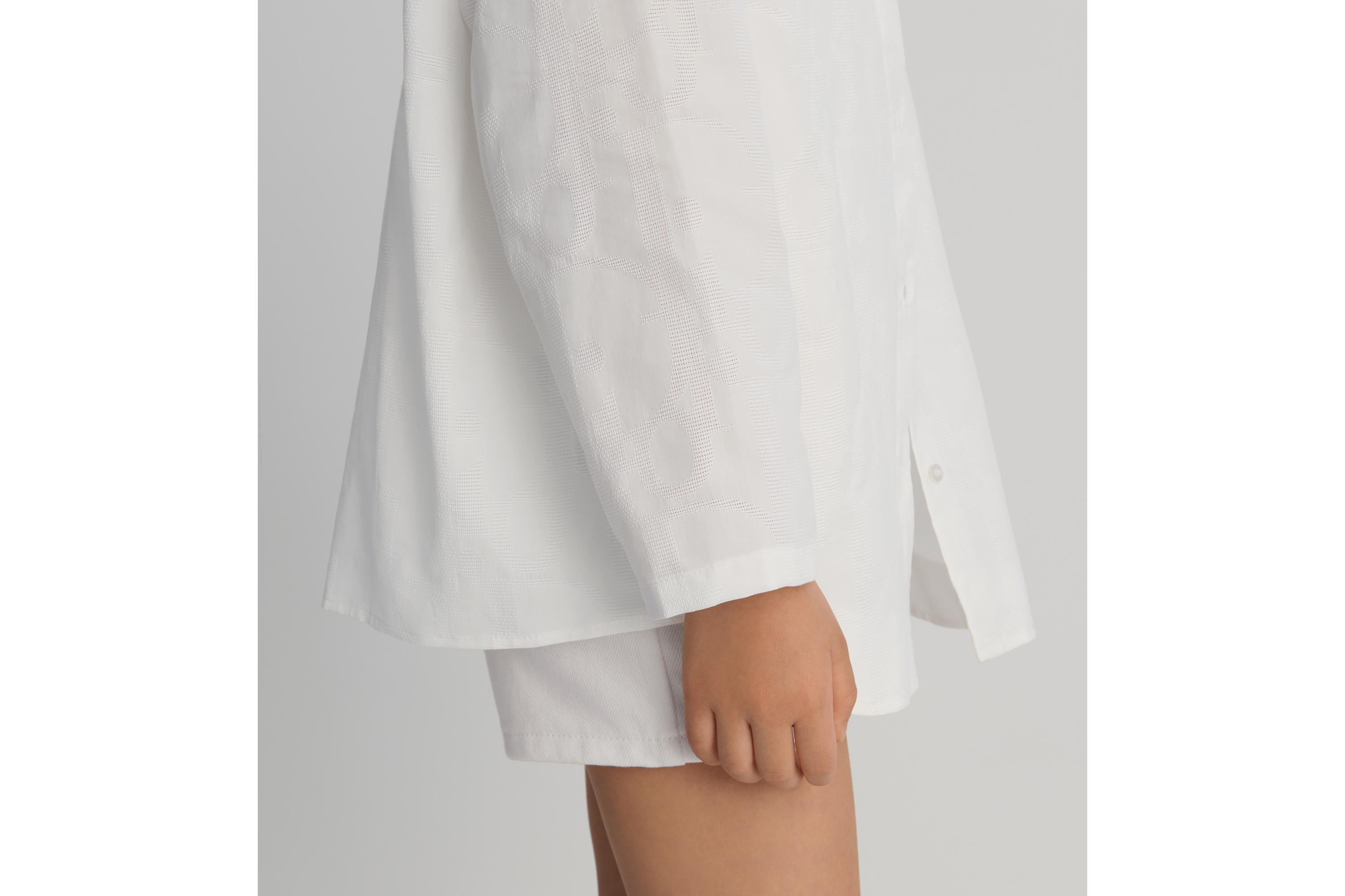 儿童衬衫 象牙色棉纱超大 Oblique 印花 E03