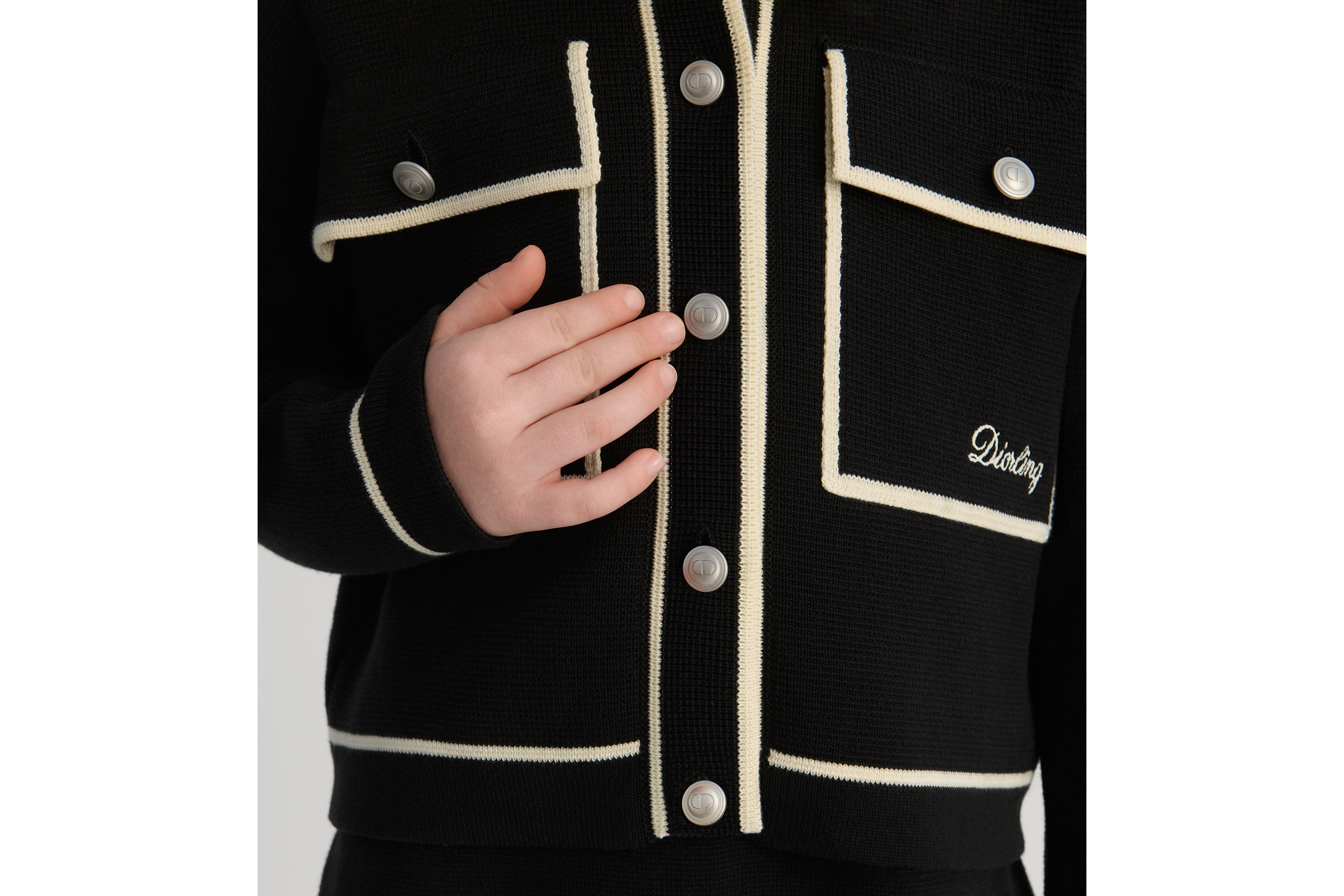 儿童夹克 黑色棉质混纺针织面料 E02