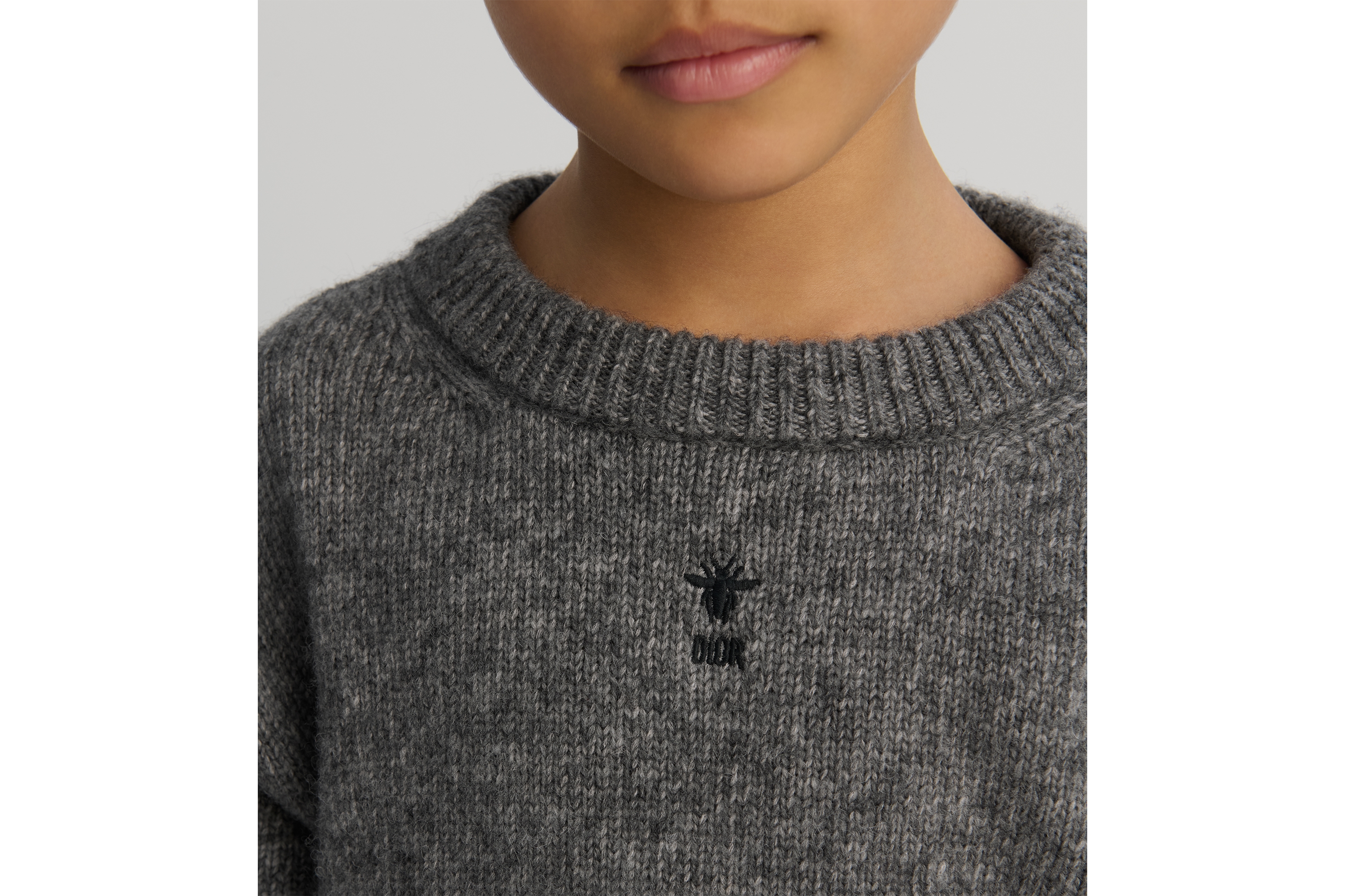 儿童短袖针织衫 灰色棉质和绵羊毛混纺针织面料 E03