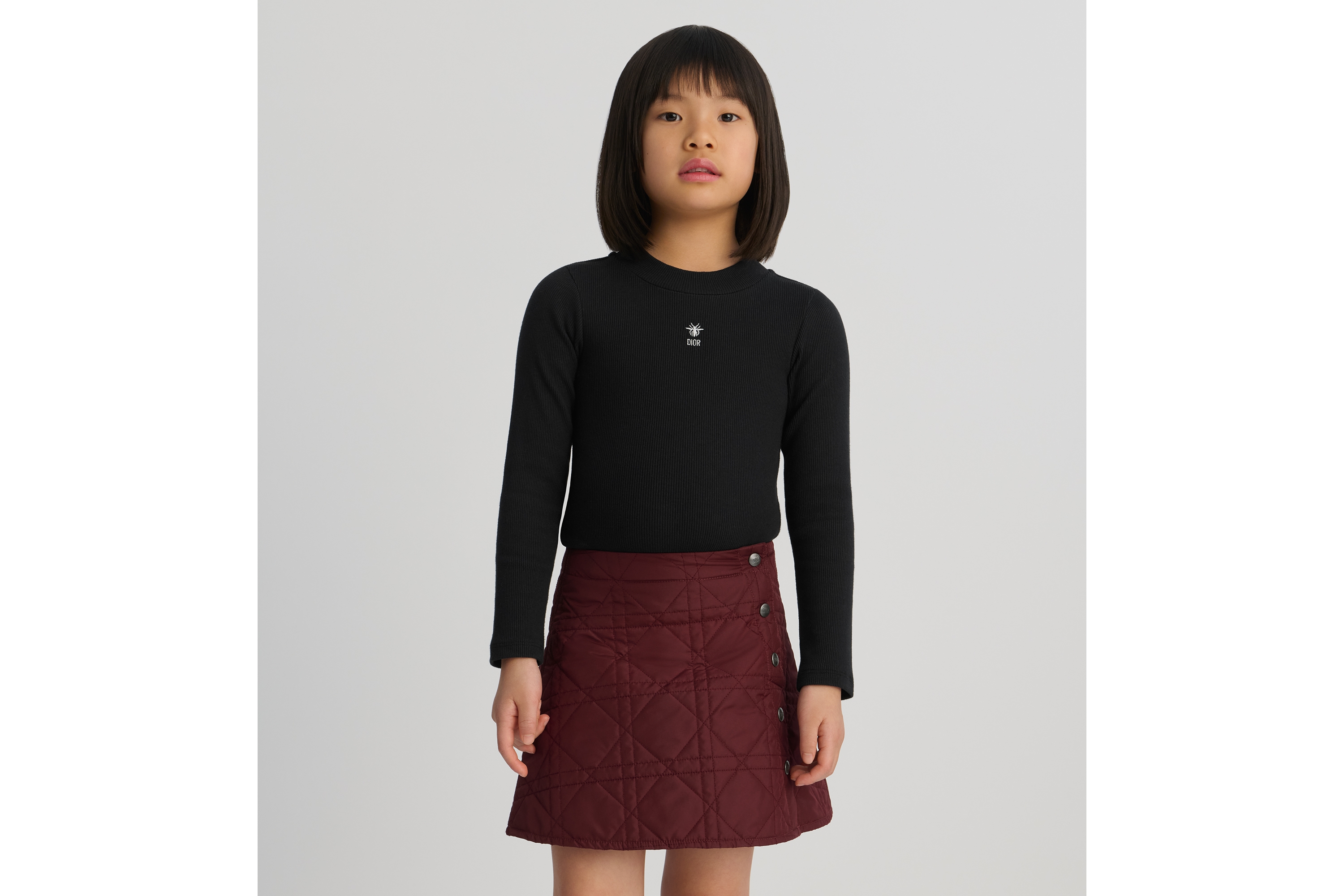 look_image_alt_prefix 儿童 A 字半身裙 酒红色科技面料藤格纹 E05