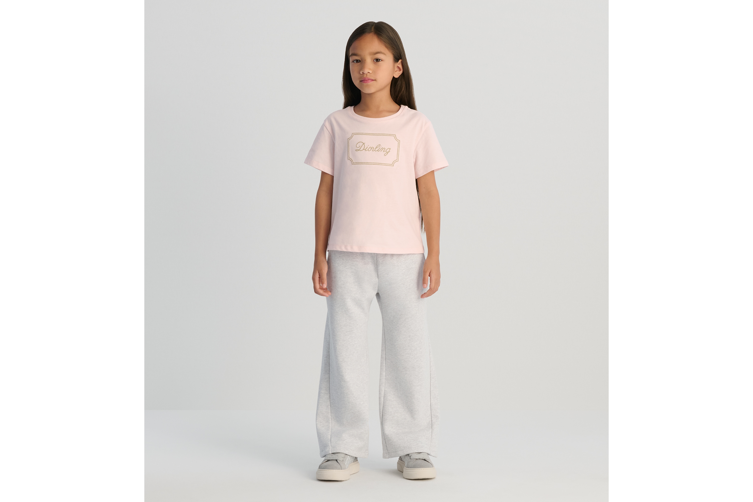 儿童宽松剪裁运动长裤 灰色棉质起绒面料 E14