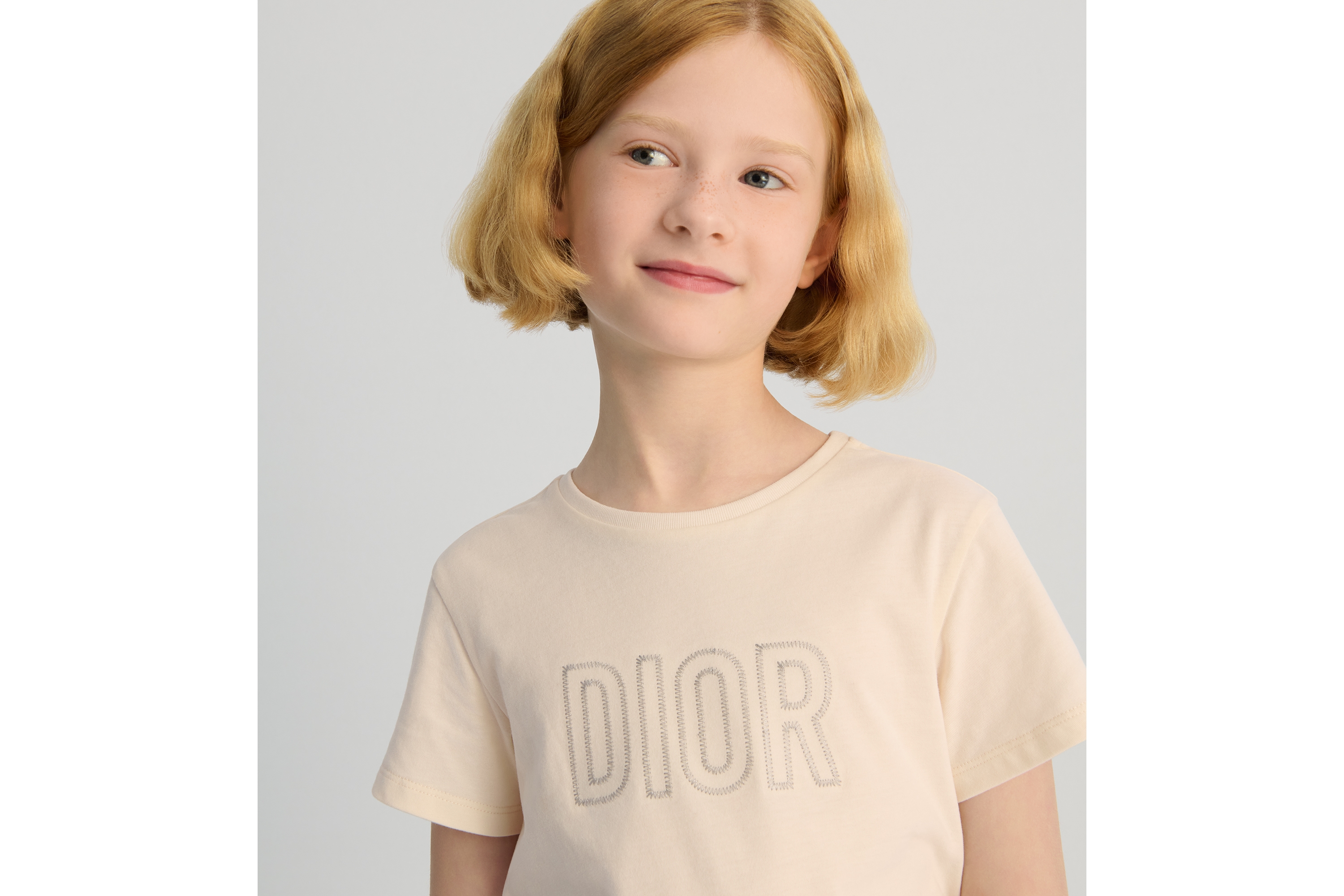 儿童 T 恤 香草白色棉质平纹针织面料 E07