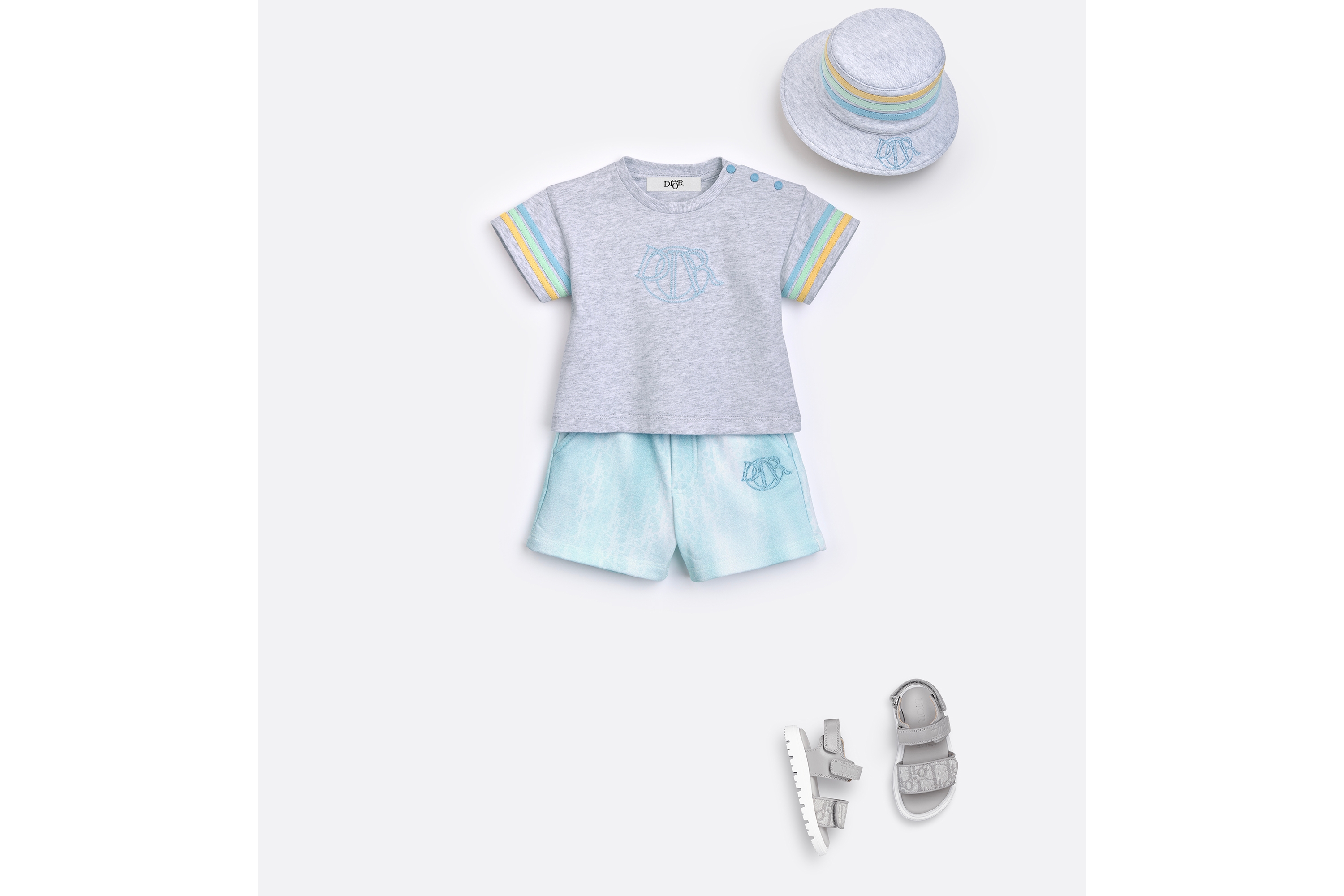 look_image_alt_prefix 婴幼儿凉鞋 灰色牛皮革和 Oblique 印花 E08