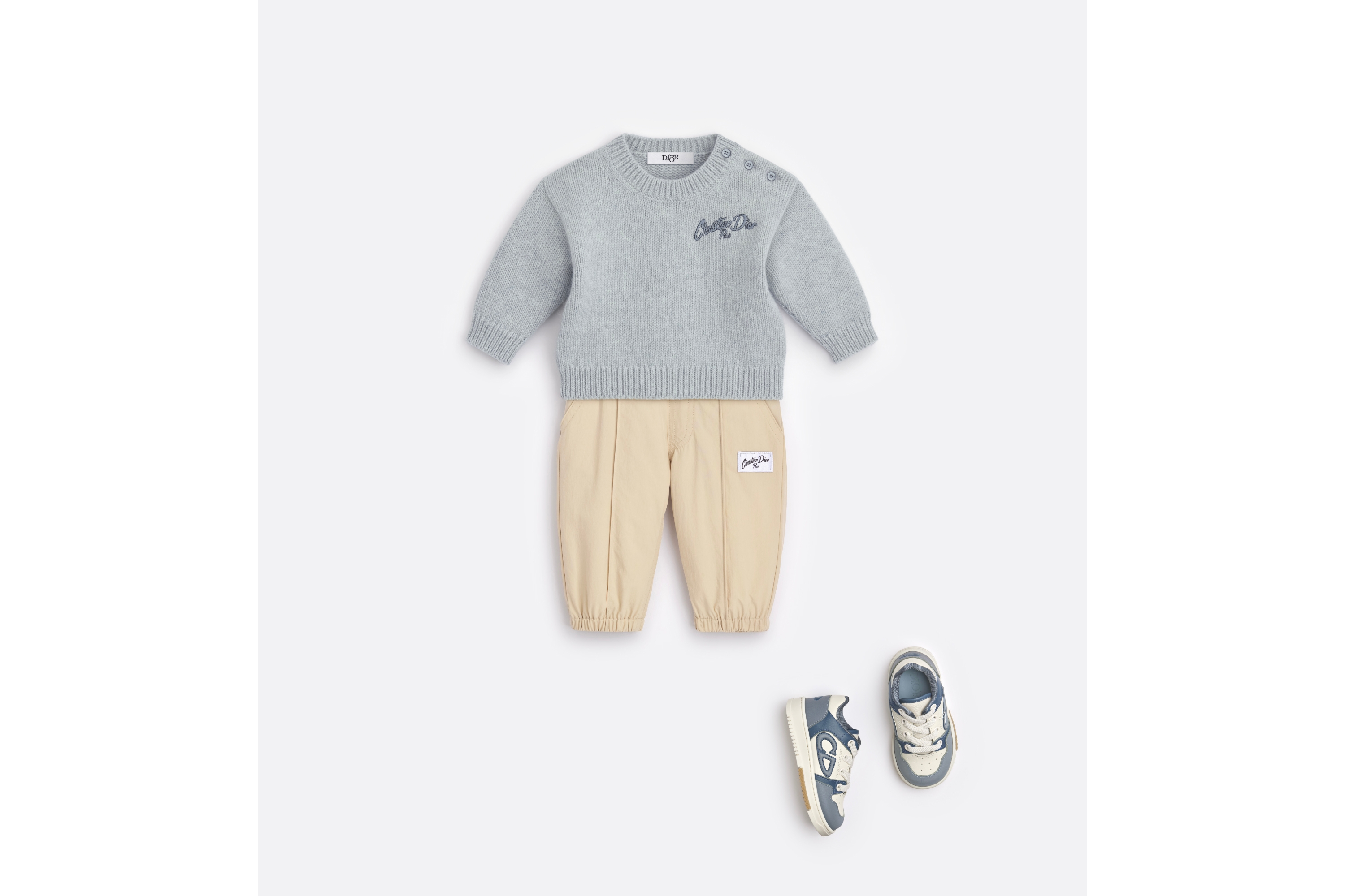 婴幼儿针织衫 蓝色和米色绵羊毛混纺针织面料 E08