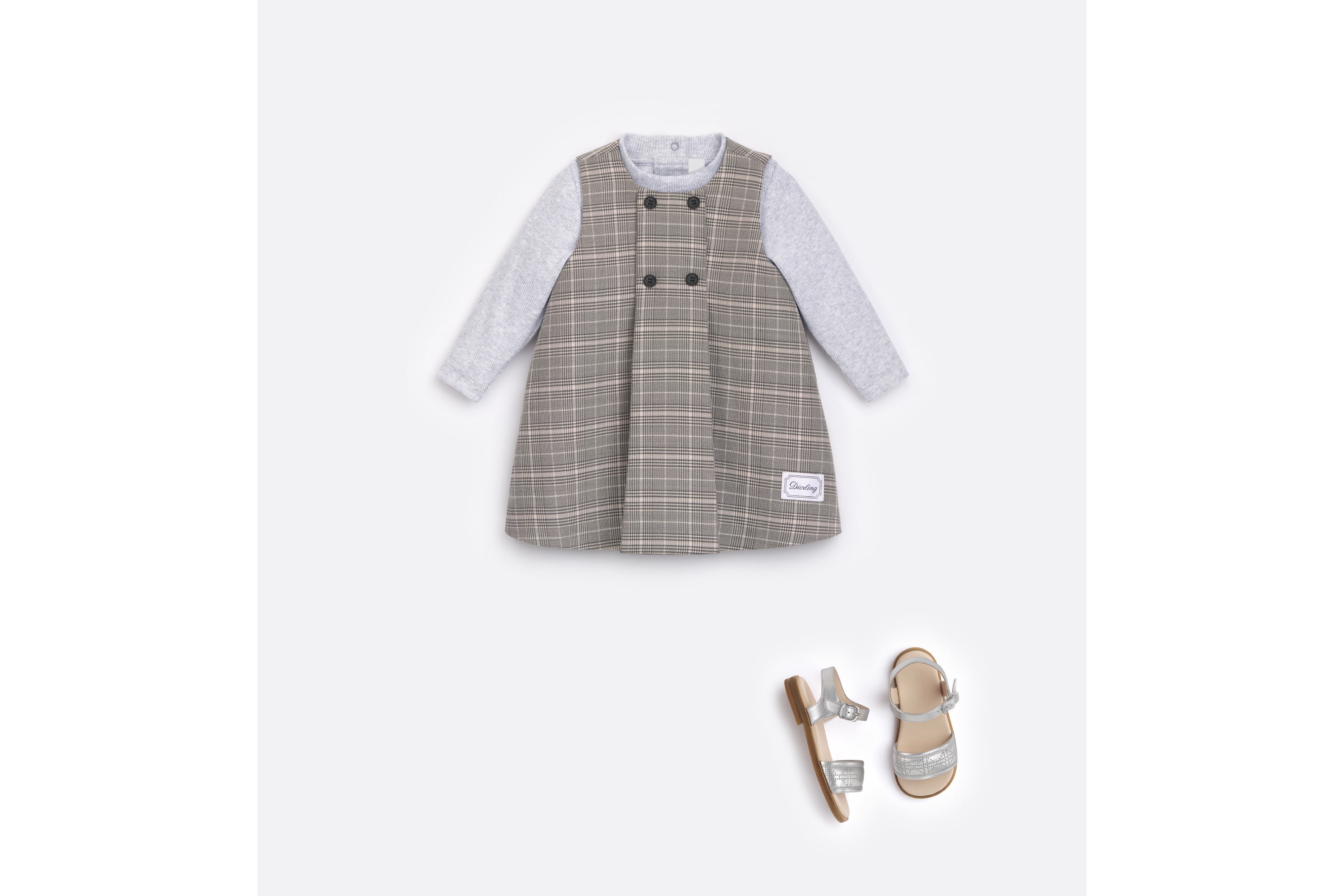 look_image_alt_prefix 婴幼儿长袖 T 恤 灰色棉质混纺罗纹针织面料 E08