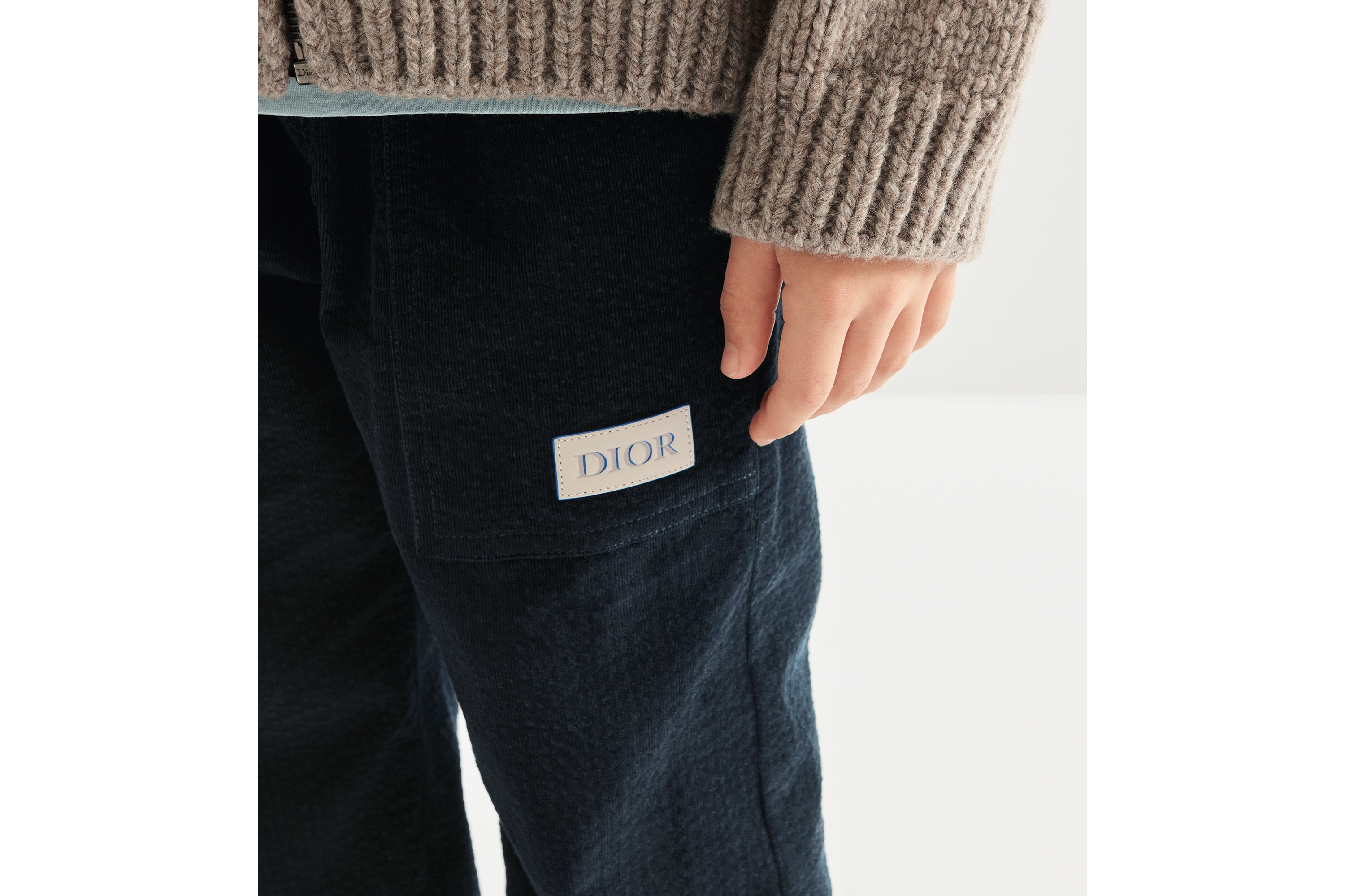 儿童运动长裤 蓝色棉质灯芯绒 E03