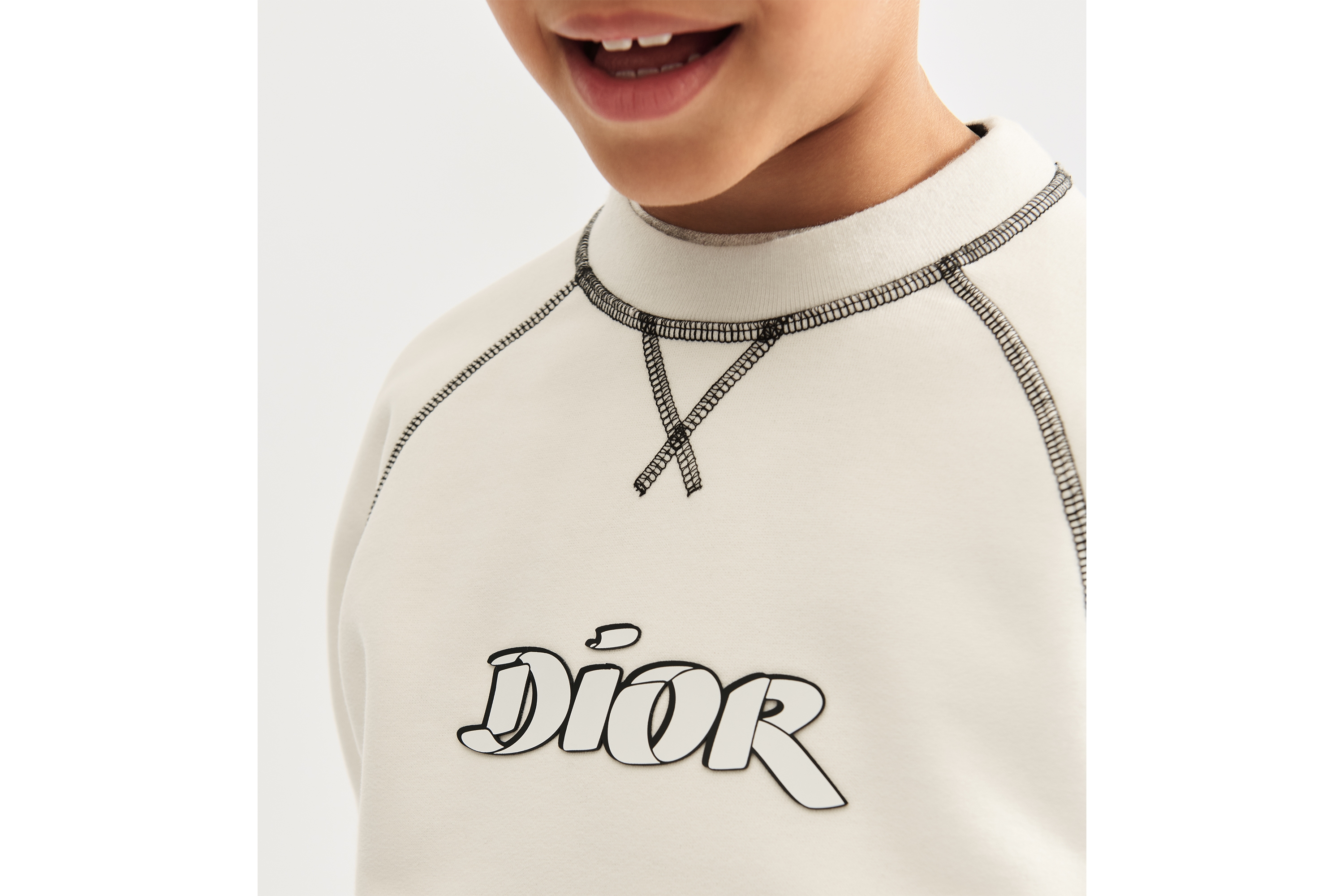 look_image_alt_prefix 儿童卫衣 象牙色棉质拉绒起绒面料 E23