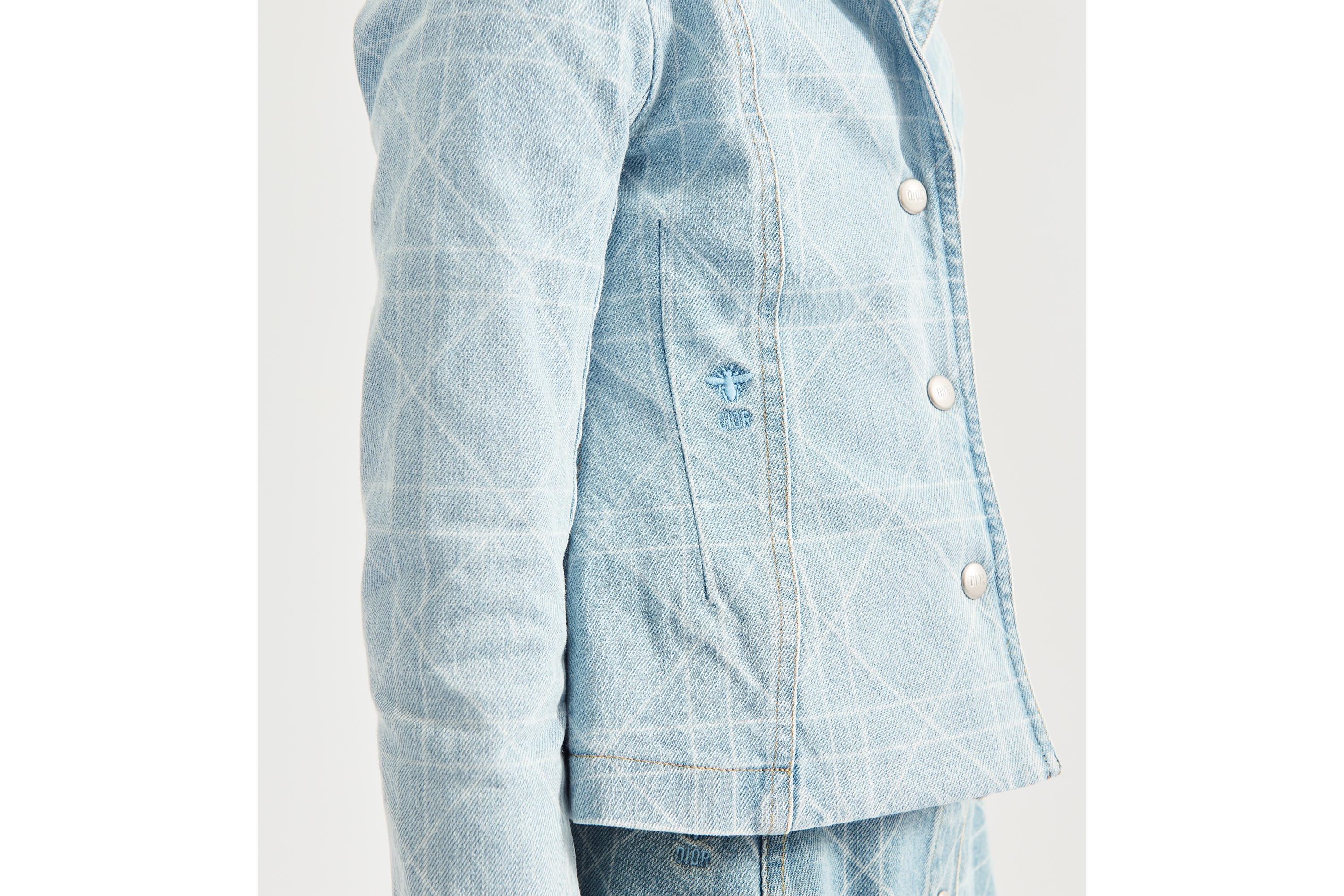 儿童经典西装外套 蓝色棉质混纺牛仔面料藤格纹 E03