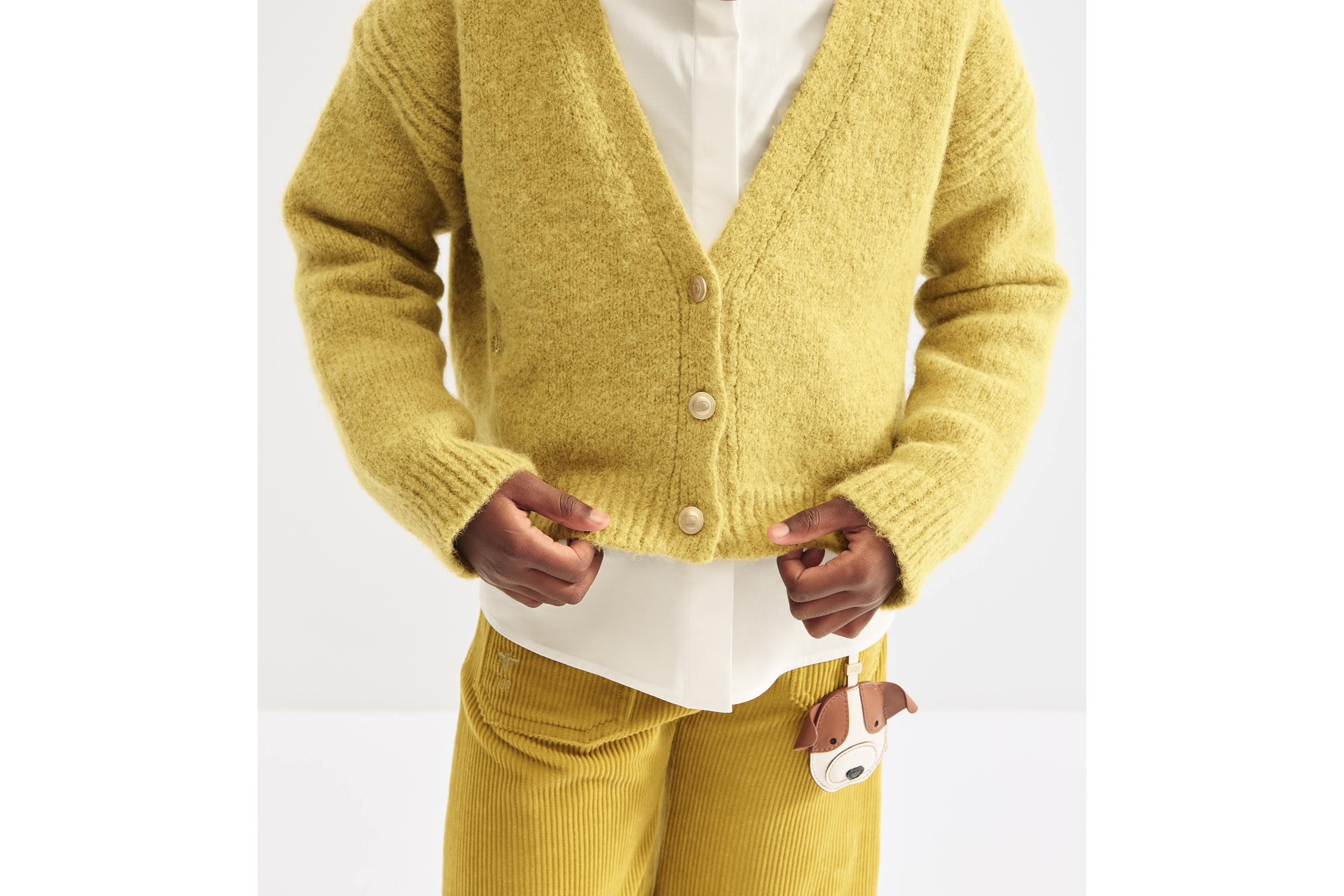 儿童开衫 黄赭色羊驼毛混纺针织面料 E05