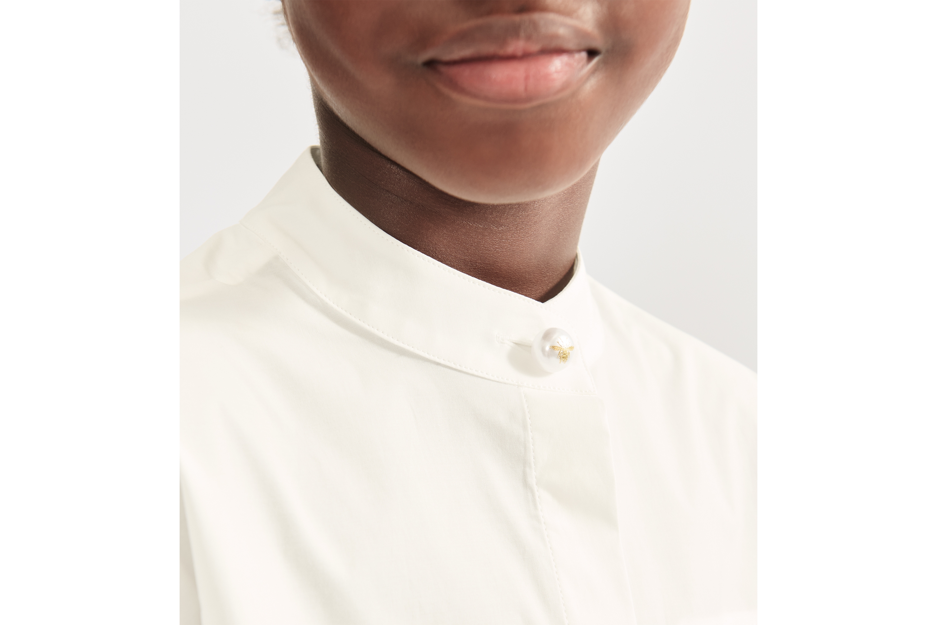 儿童衬衫 象牙色棉质混纺府绸面料 E09