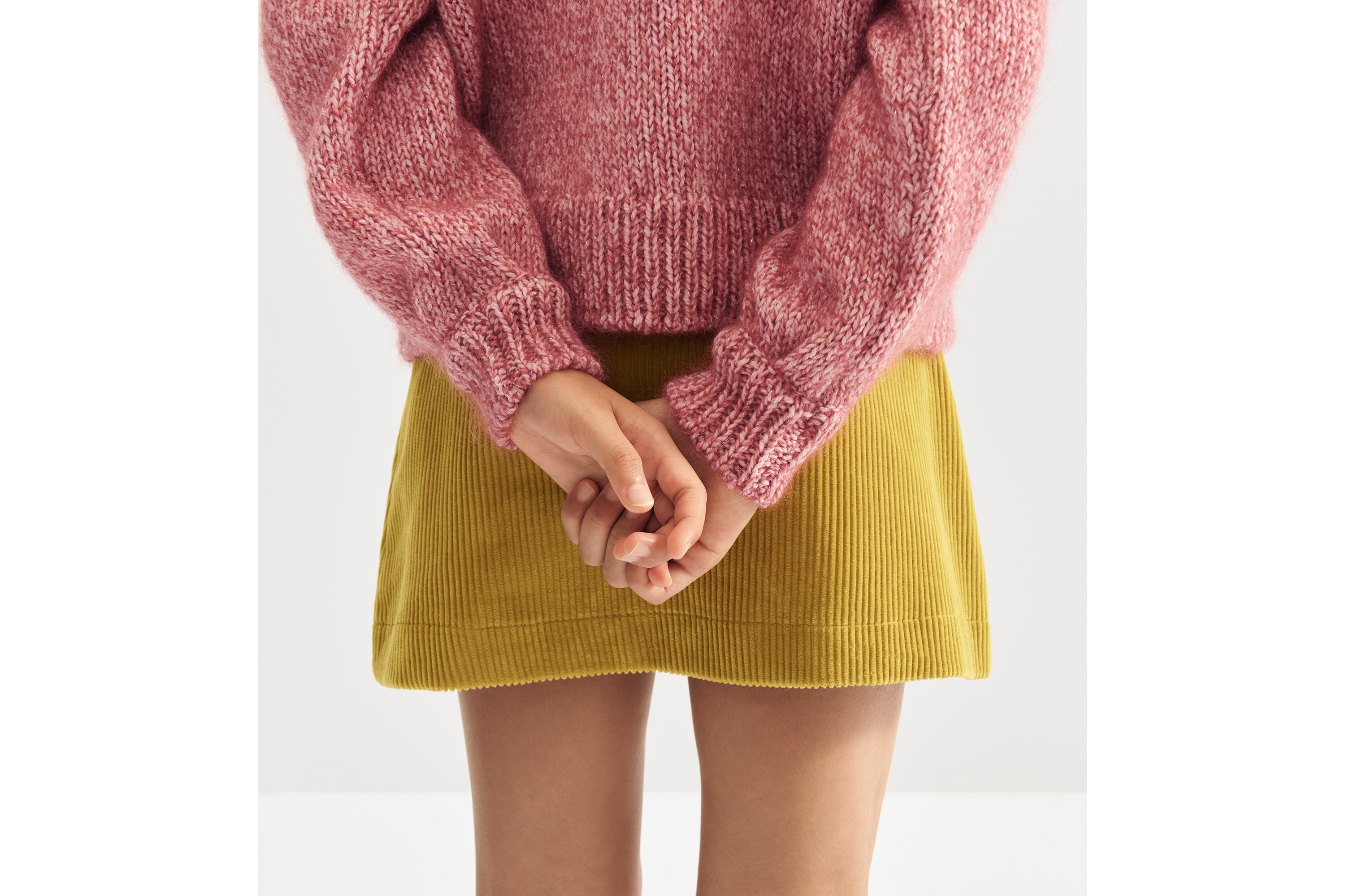 儿童 A 字半身裙 黄赭色灯芯绒面料 E16