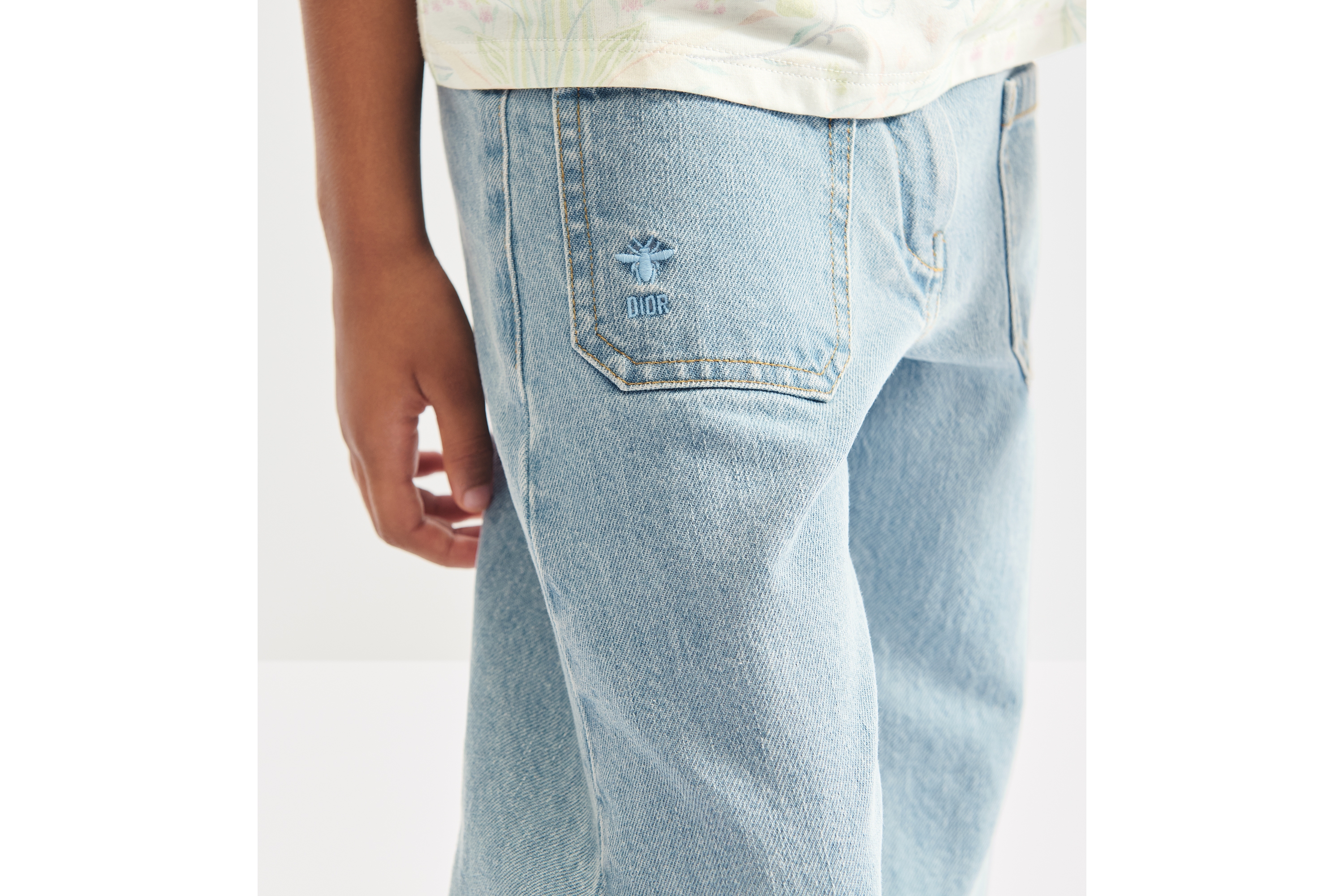 look_image_alt_prefix 儿童阔腿长裤 蓝色棉质牛仔布 E15