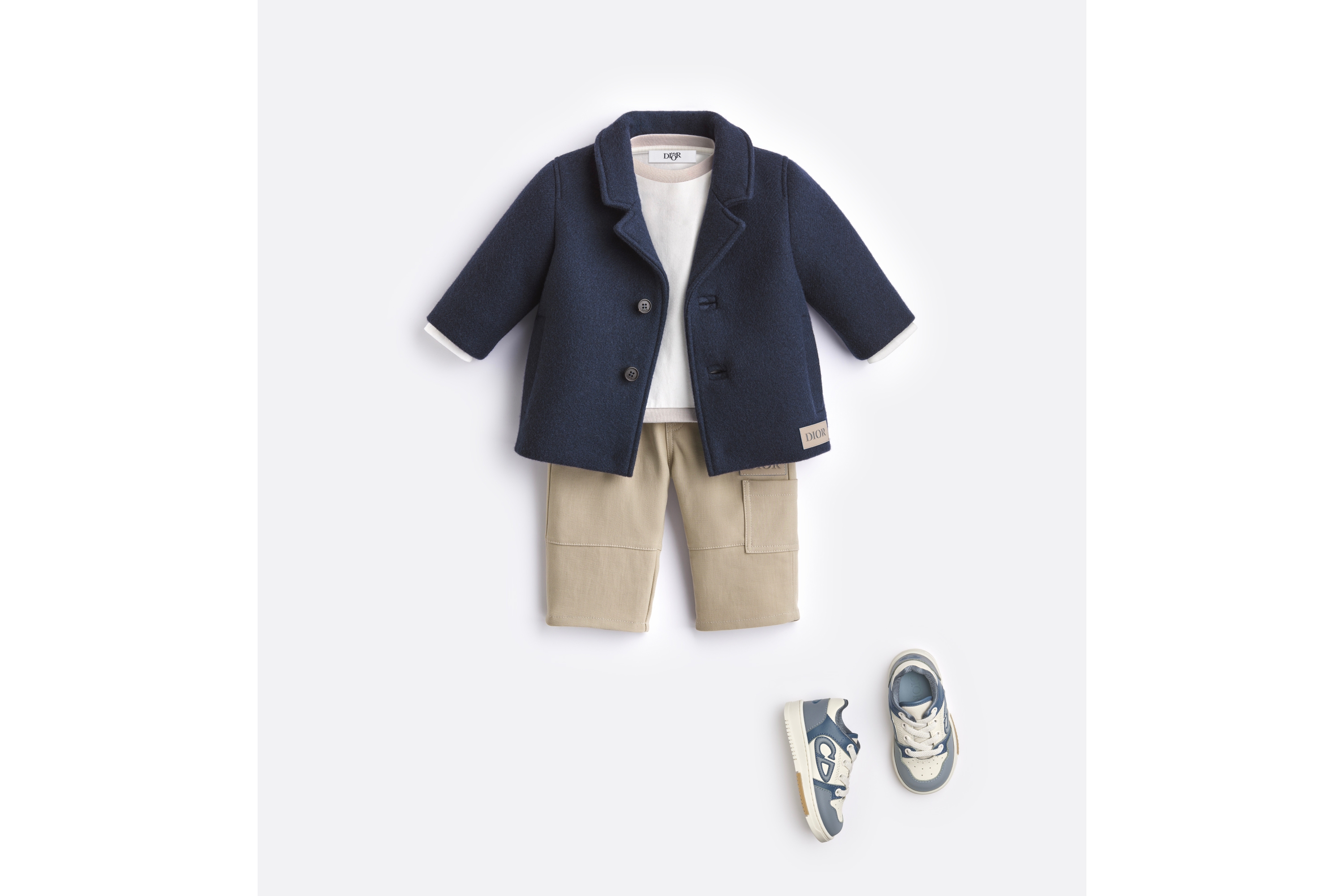 婴幼儿短款大衣 海军蓝色羊驼毛混纺面料 E08