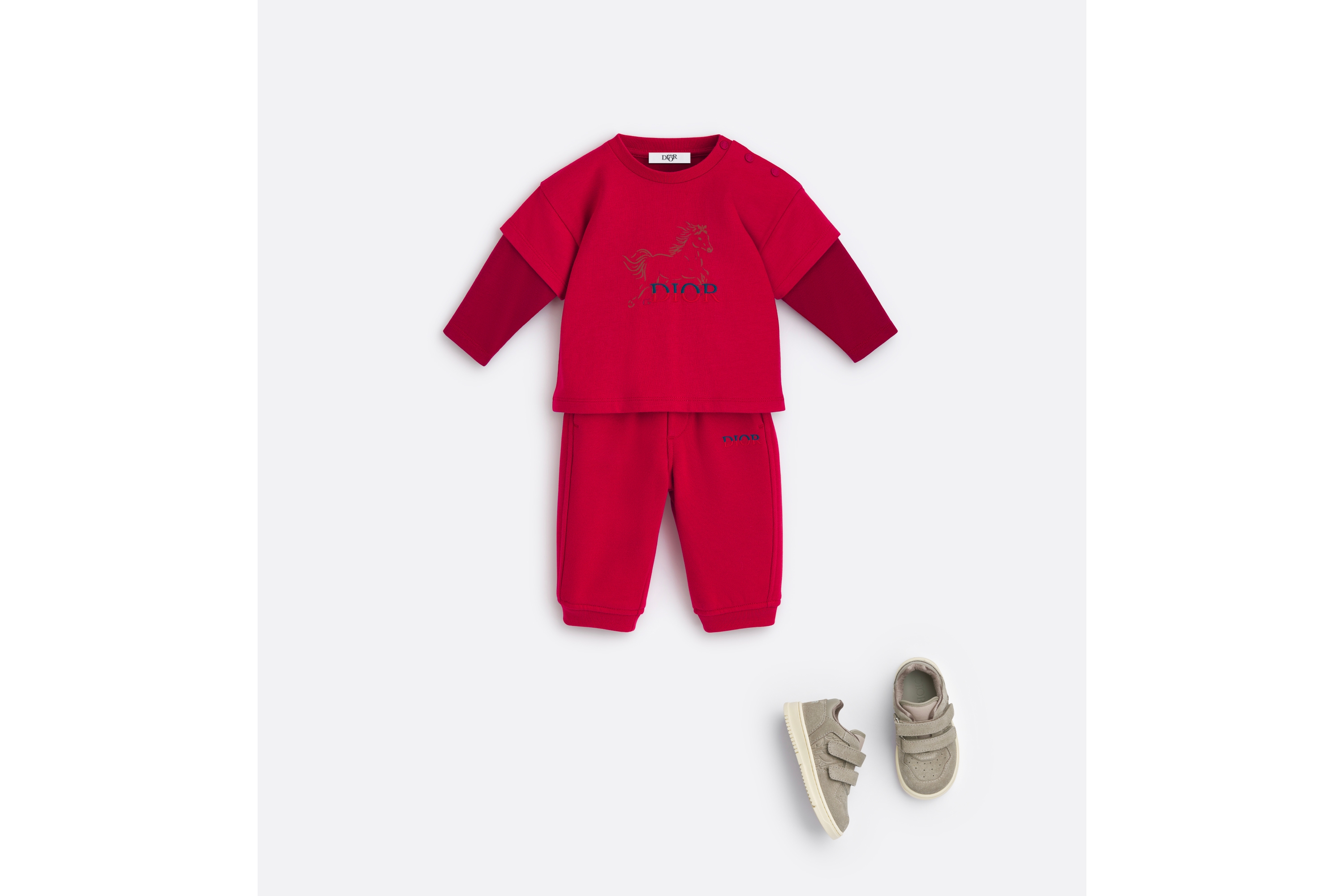 look_image_alt_prefix 婴幼儿长袖 T 恤 红色和深红色棉质平纹针织面料 E08