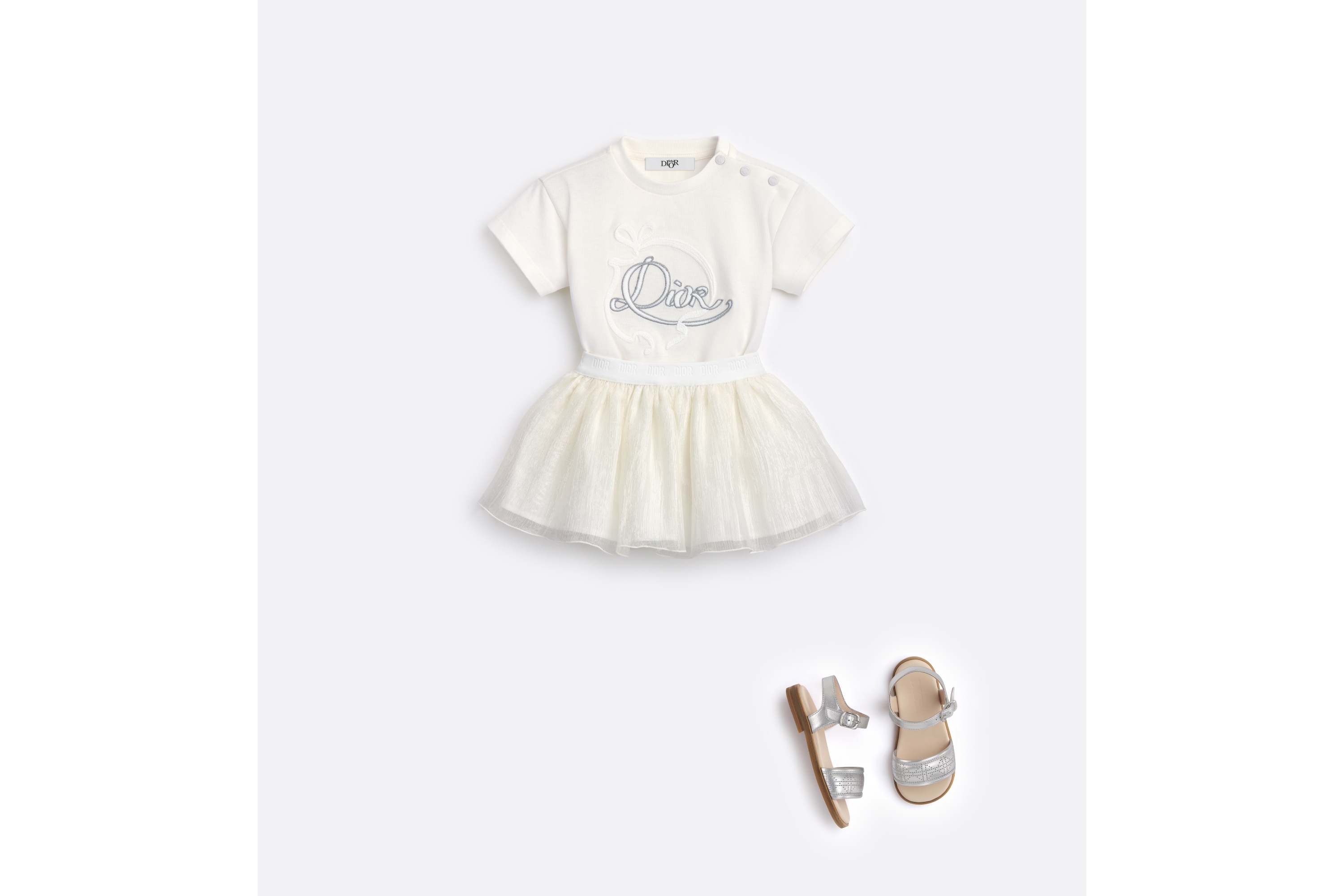 婴幼儿 T 恤 象牙色棉质平纹针织面料 E08