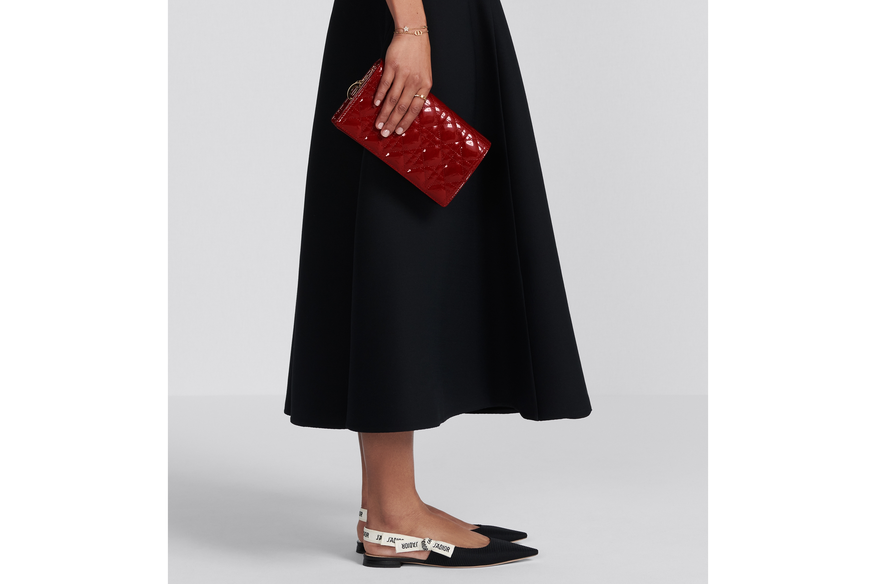 Lady Dior 链条手袋 樱桃红漆皮牛皮革藤格纹 E15