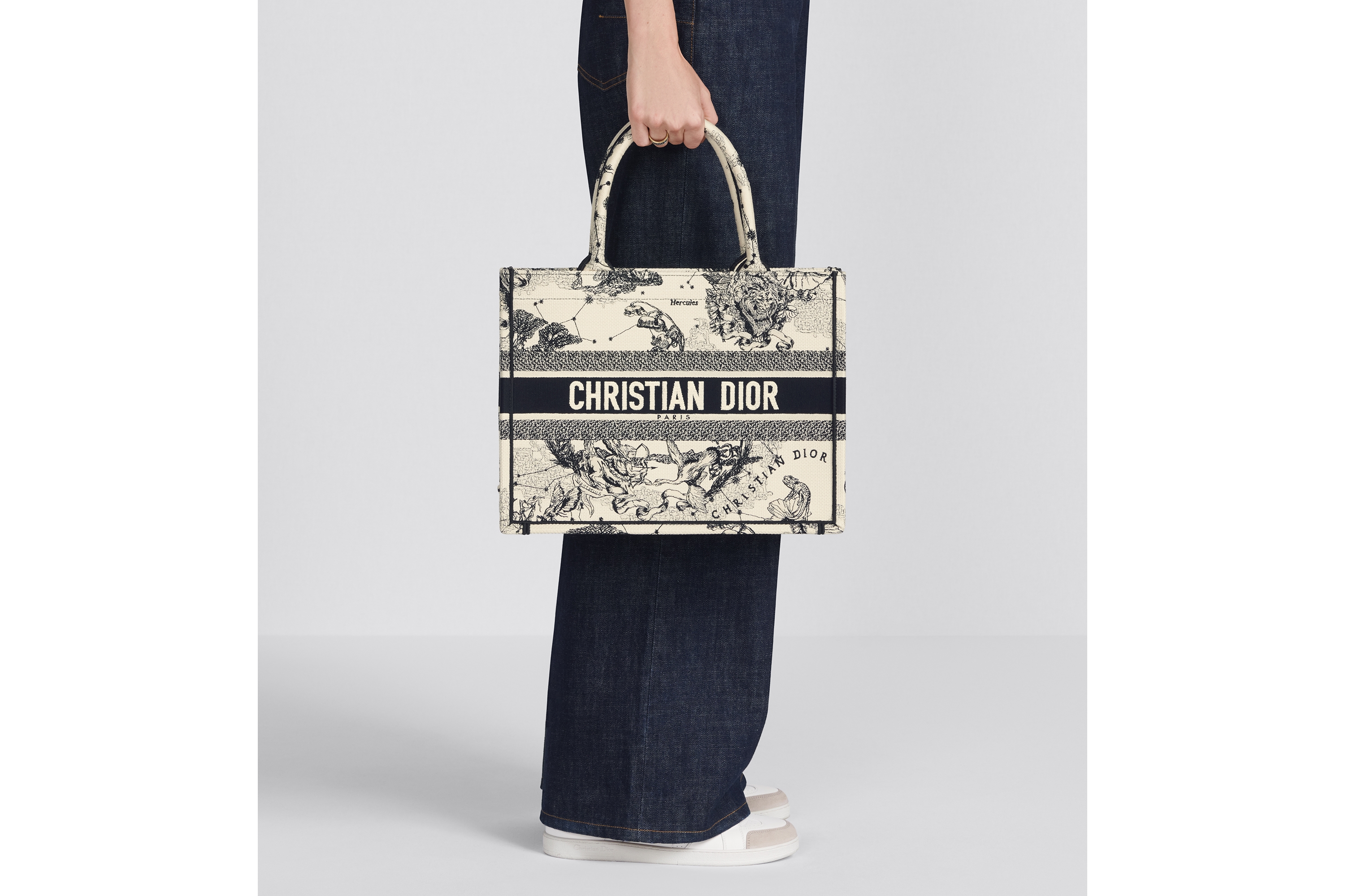 中号 Book Tote 手袋 奶白色和黑色 Dior Zodiac 图案刺绣 (36 x 27.5 x 16.5 厘米) E11
