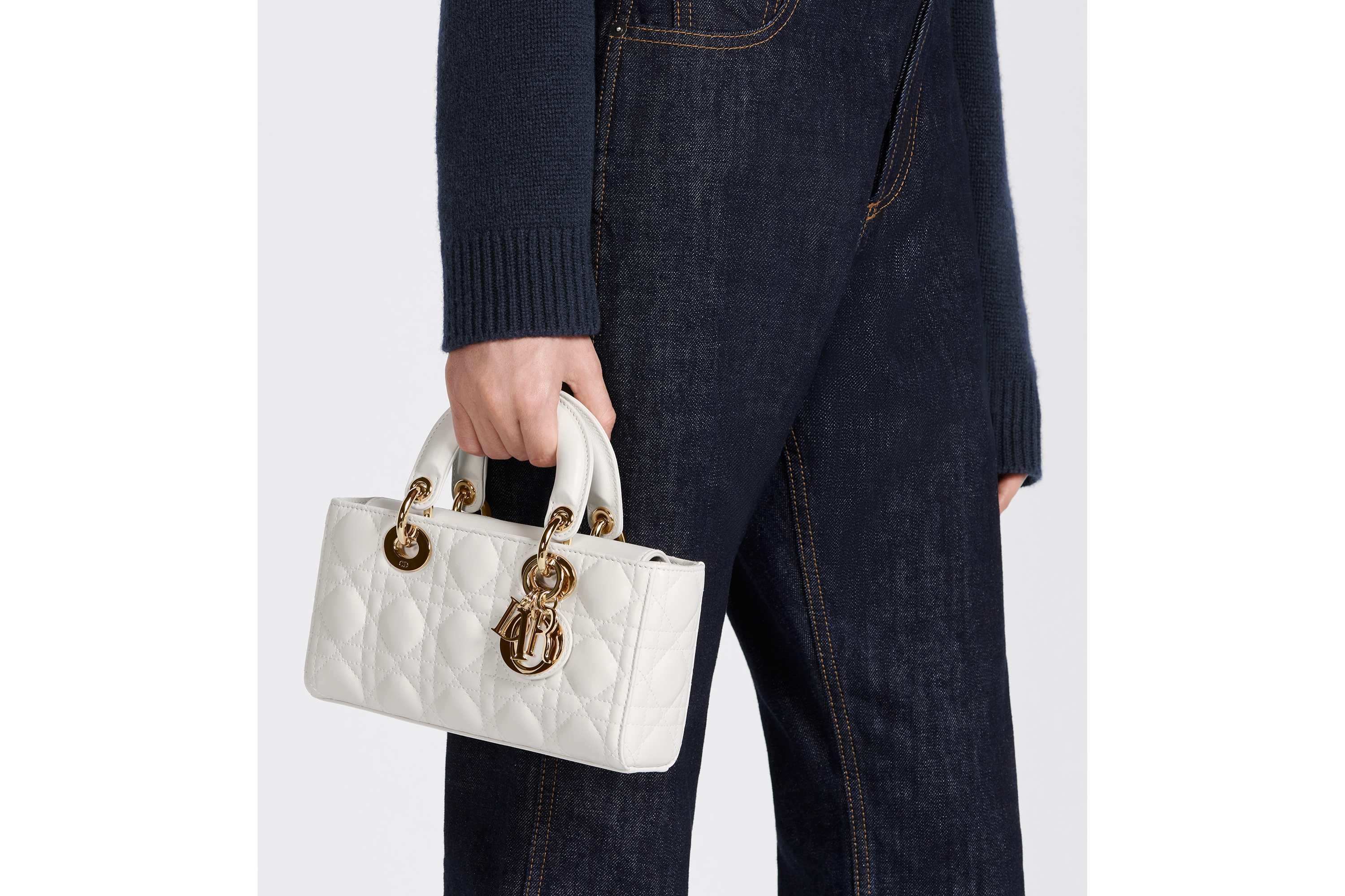 look_image_alt_prefix 小号 Lady D-Joy 手袋 奶白色羊皮革藤格纹 E14