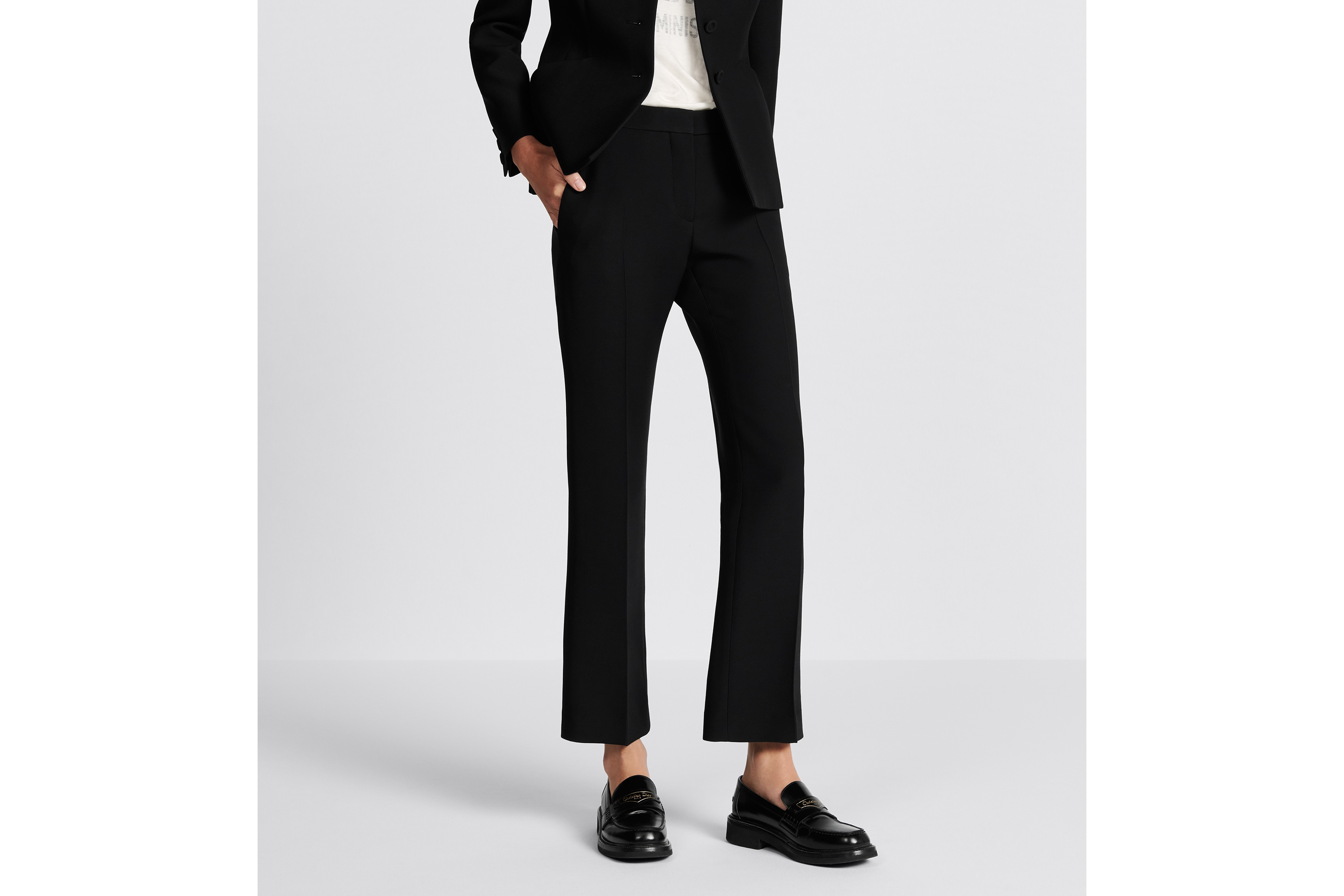 常规版型长裤 黑色绵羊毛混纺面料 E15