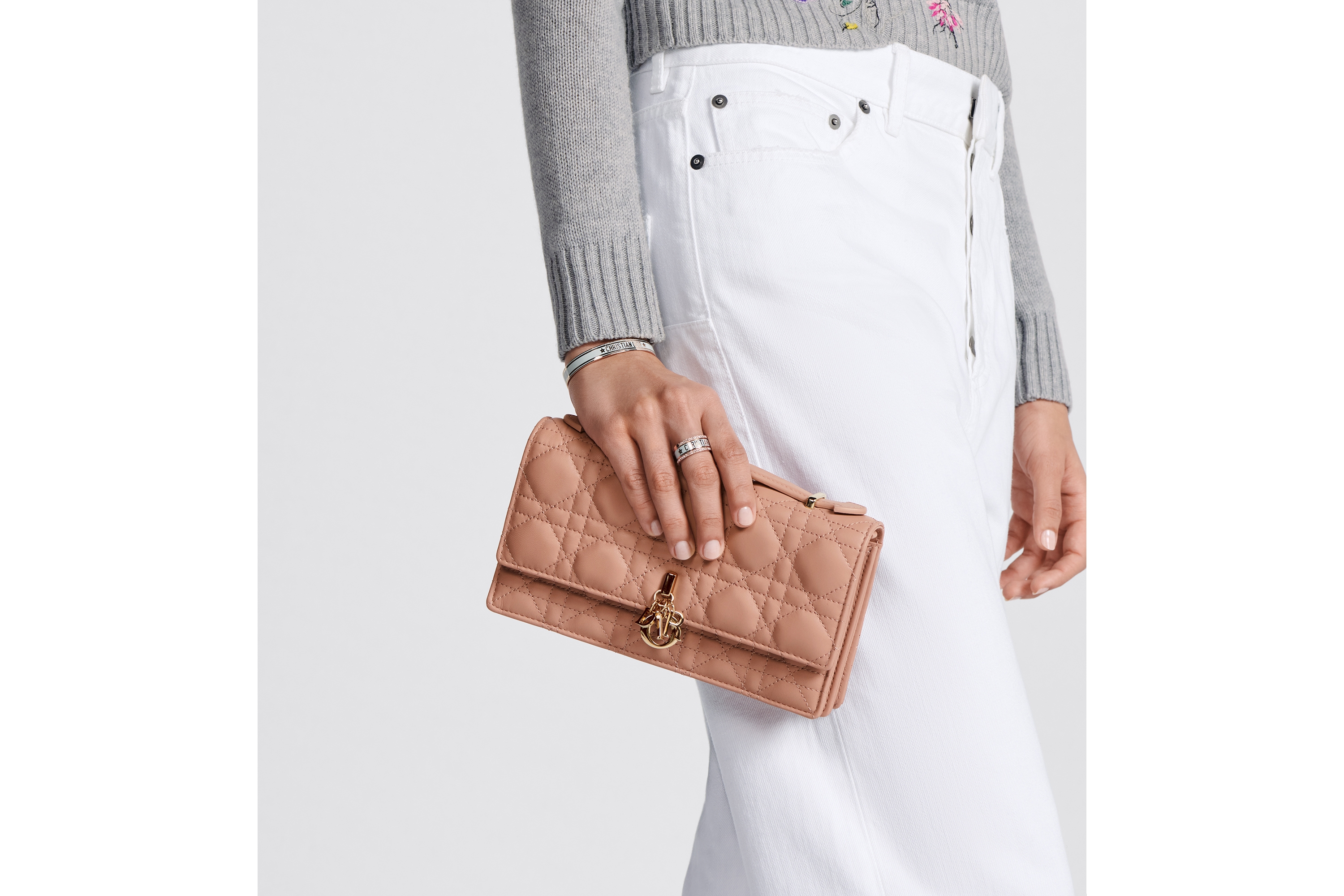 My Dior 迷你链条手袋 玫瑰粉色羊皮革藤格纹 E06