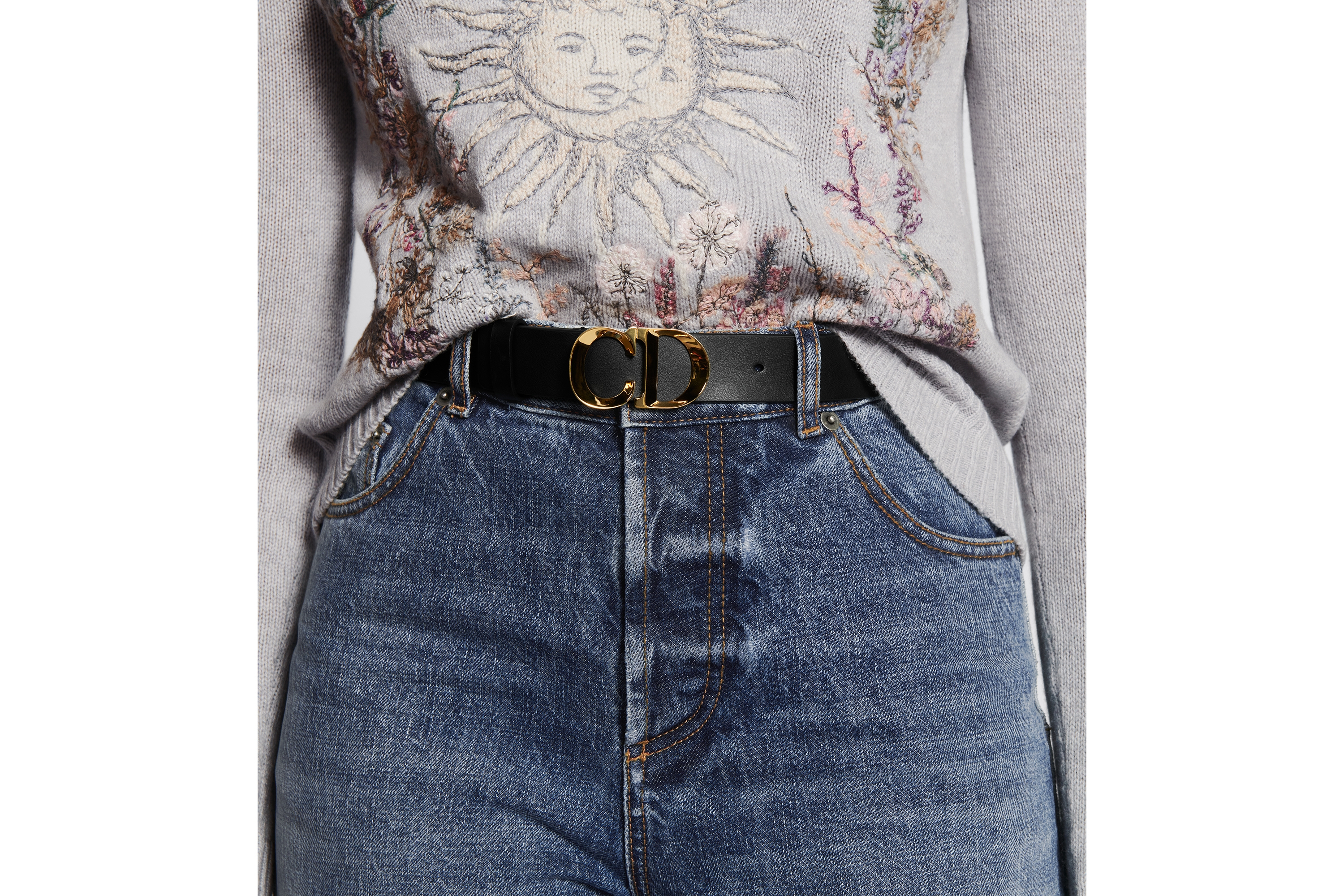 C'est Dior 腰带 30 毫米黑色光滑牛皮革 E17