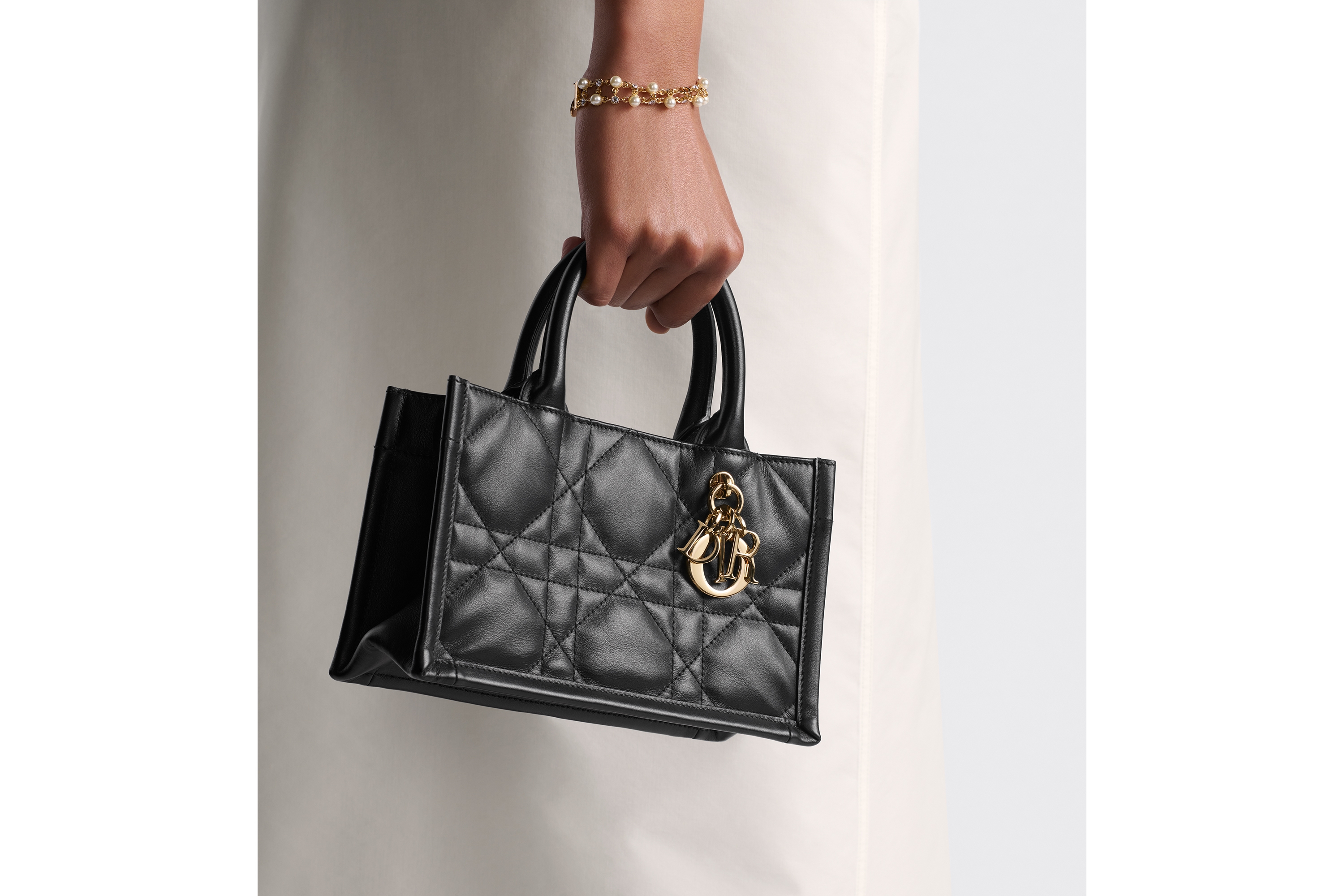 look_image_alt_prefix 迷你 Book Tote 手袋 黑色牛皮革超大藤格纹（21.5 x 13 x 7.5 厘米） E10