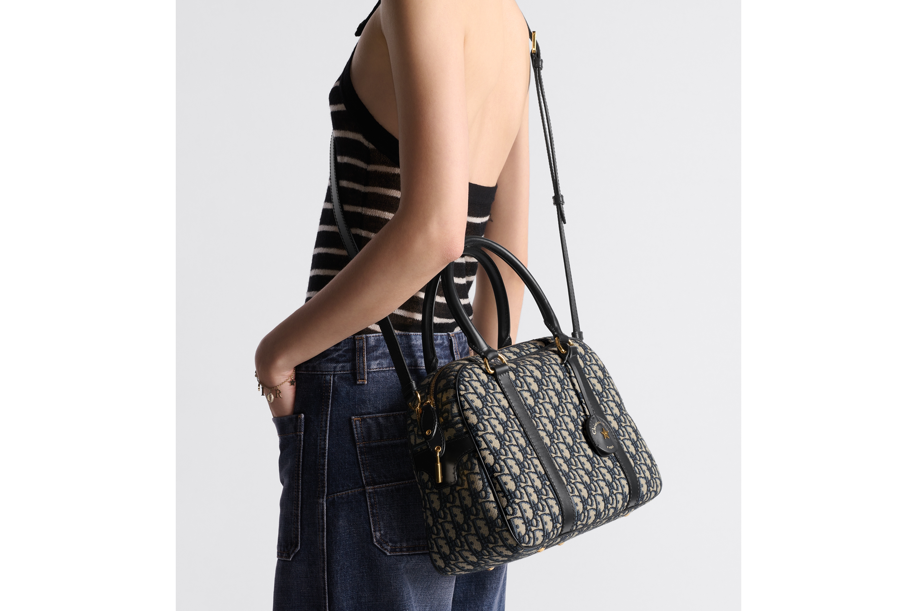 大号 D-Vibe 保龄球包 蓝色 Oblique 印花面料 E05