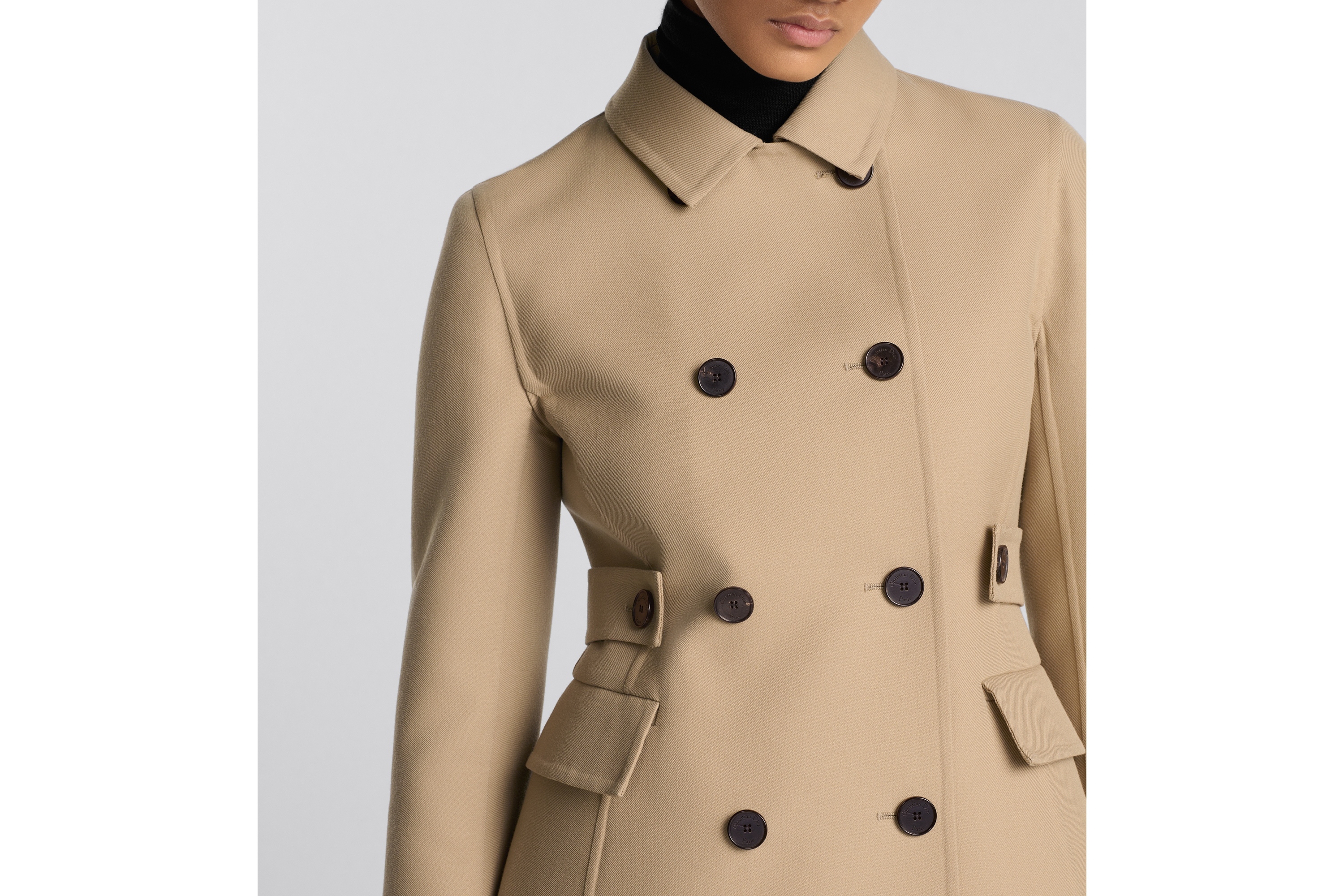 look_image_alt_prefix 修身西装外套 米色绵羊毛混纺华达呢 E12