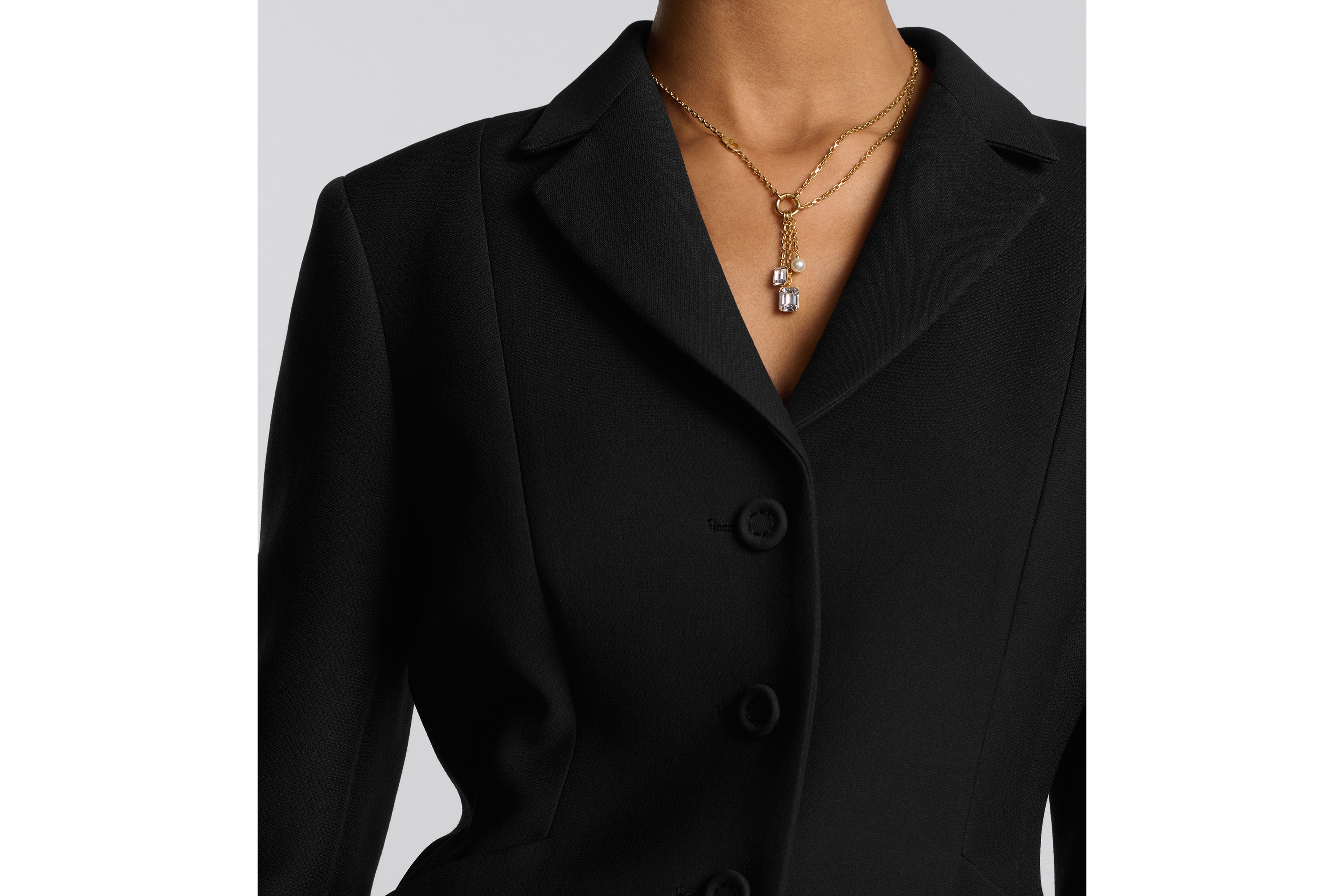 look_image_alt_prefix 30 Montaigne 单排扣经典西装外套 黑色绵羊毛混纺面料 E12