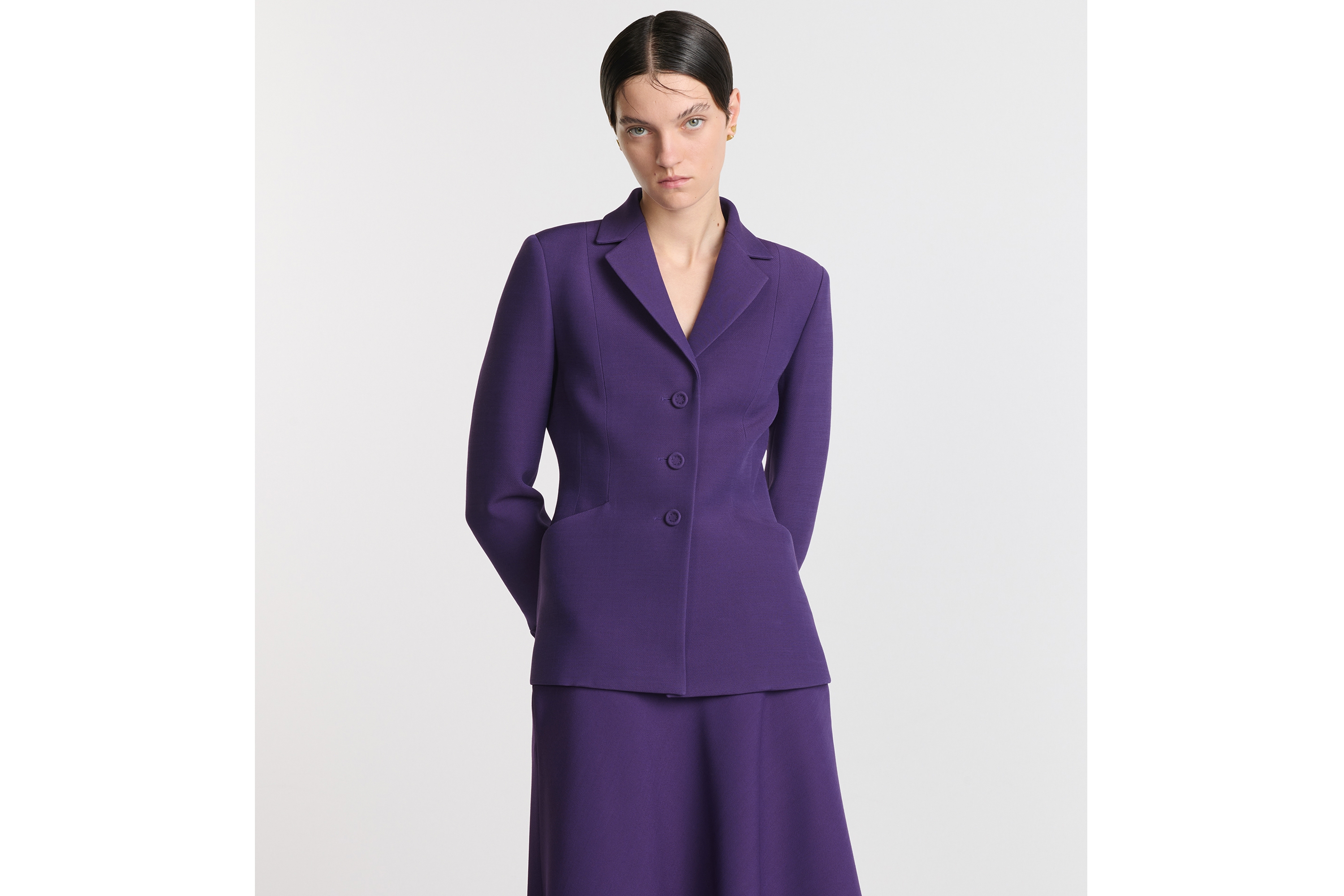 30 Montaigne 经典西装外套 紫色绵羊毛混纺面料 E04