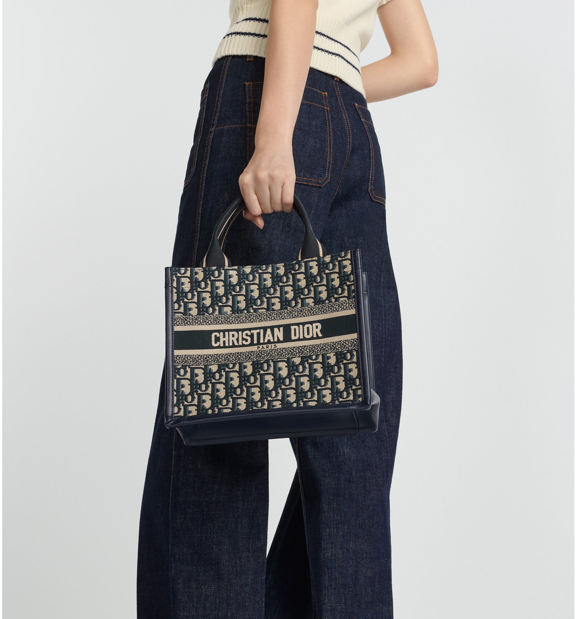 豊富な商品から 印花刺绣和牛皮革(26.5 手袋蓝色Oblique Tote 小号Book x DIOR | 厘米) 14 x 22 トップス
