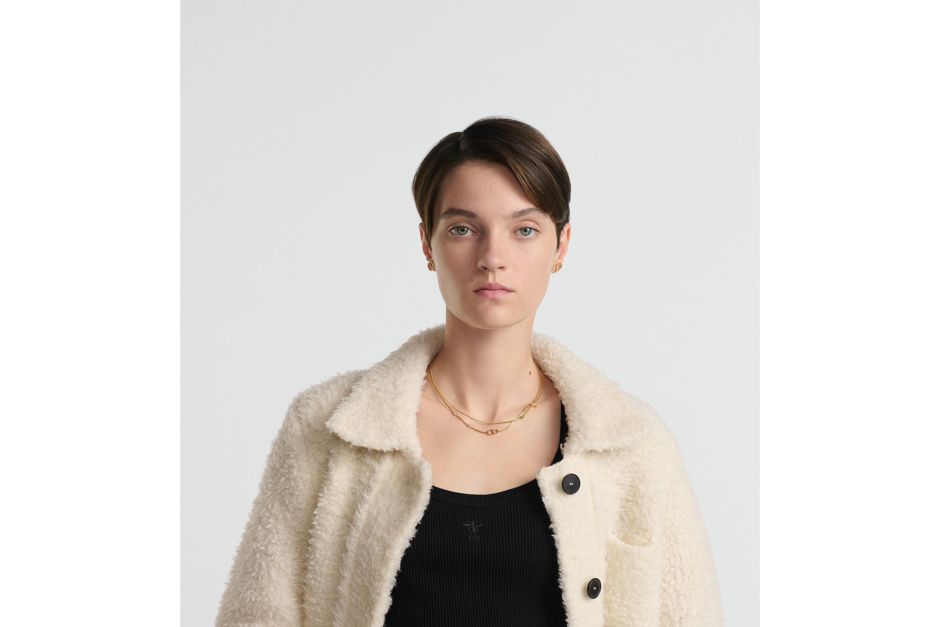 look_image_alt_prefix Caro 外套 米白色绵羊毛混纺起绒针织面料 E05