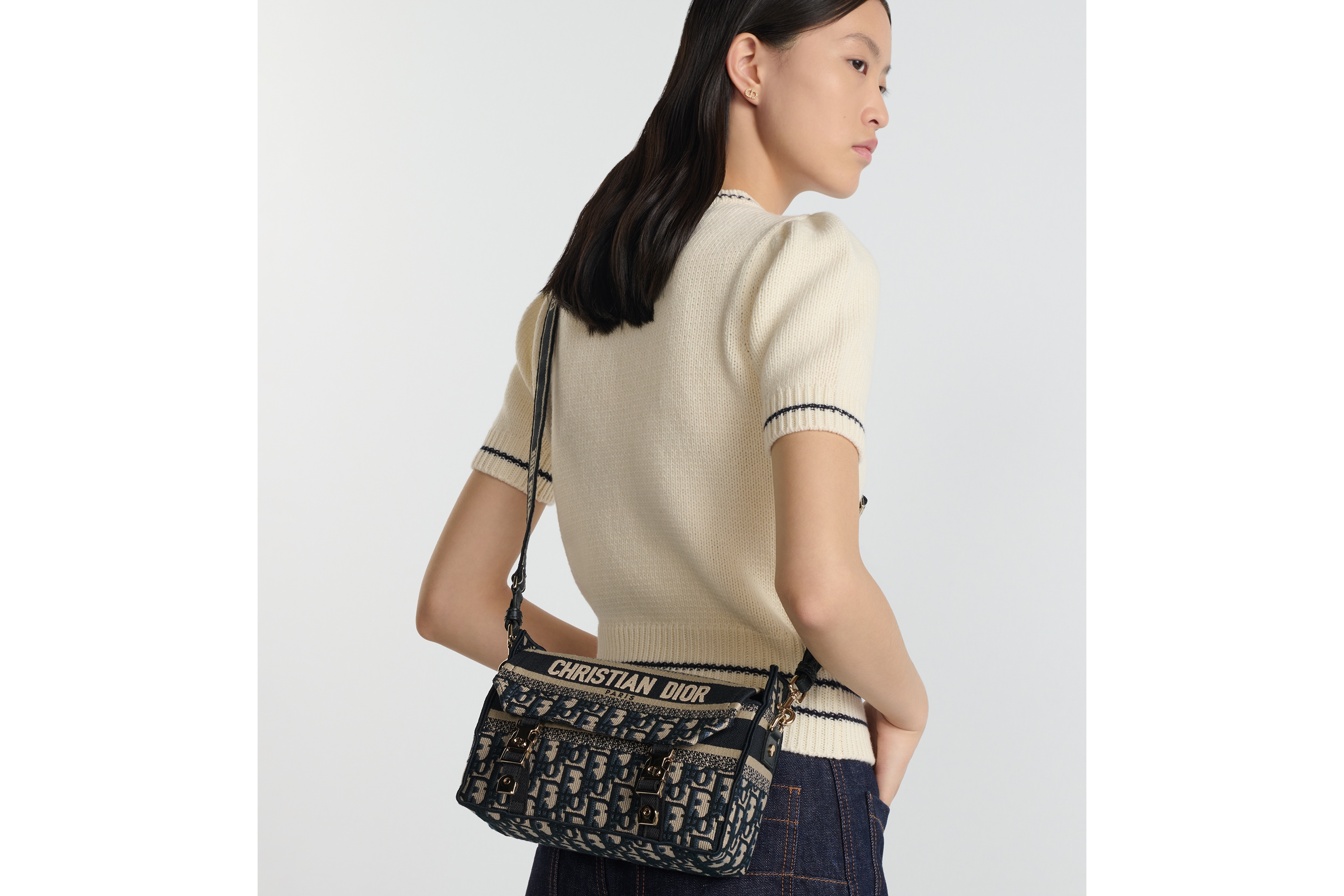 小号 Diorcamp 手袋 蓝色 Oblique 印花面料 E05