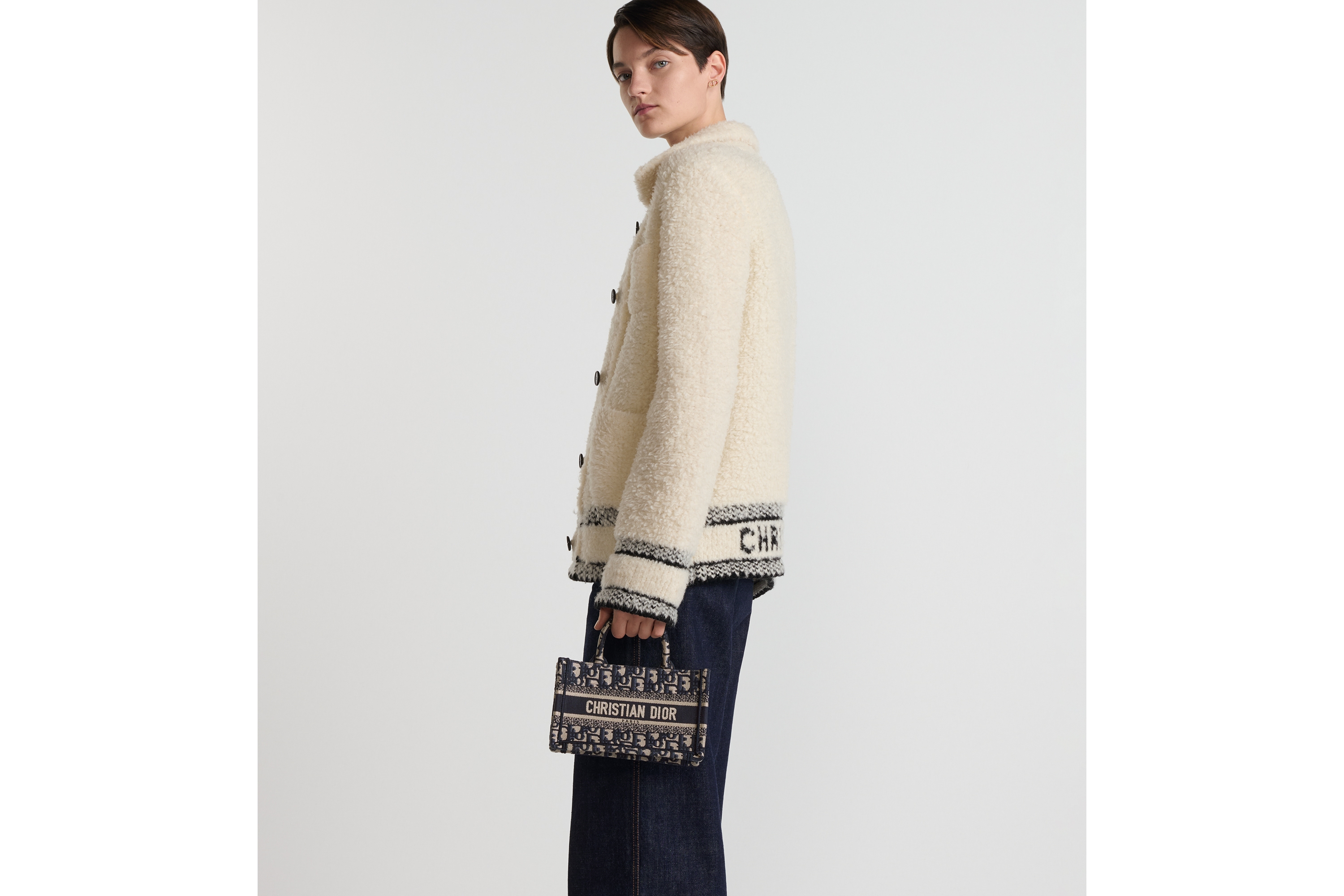 look_image_alt_prefix 迷你 Book Tote 手袋 蓝色 Oblique 印花刺绣 (21.5 x 13 x 7.5 cm) E05