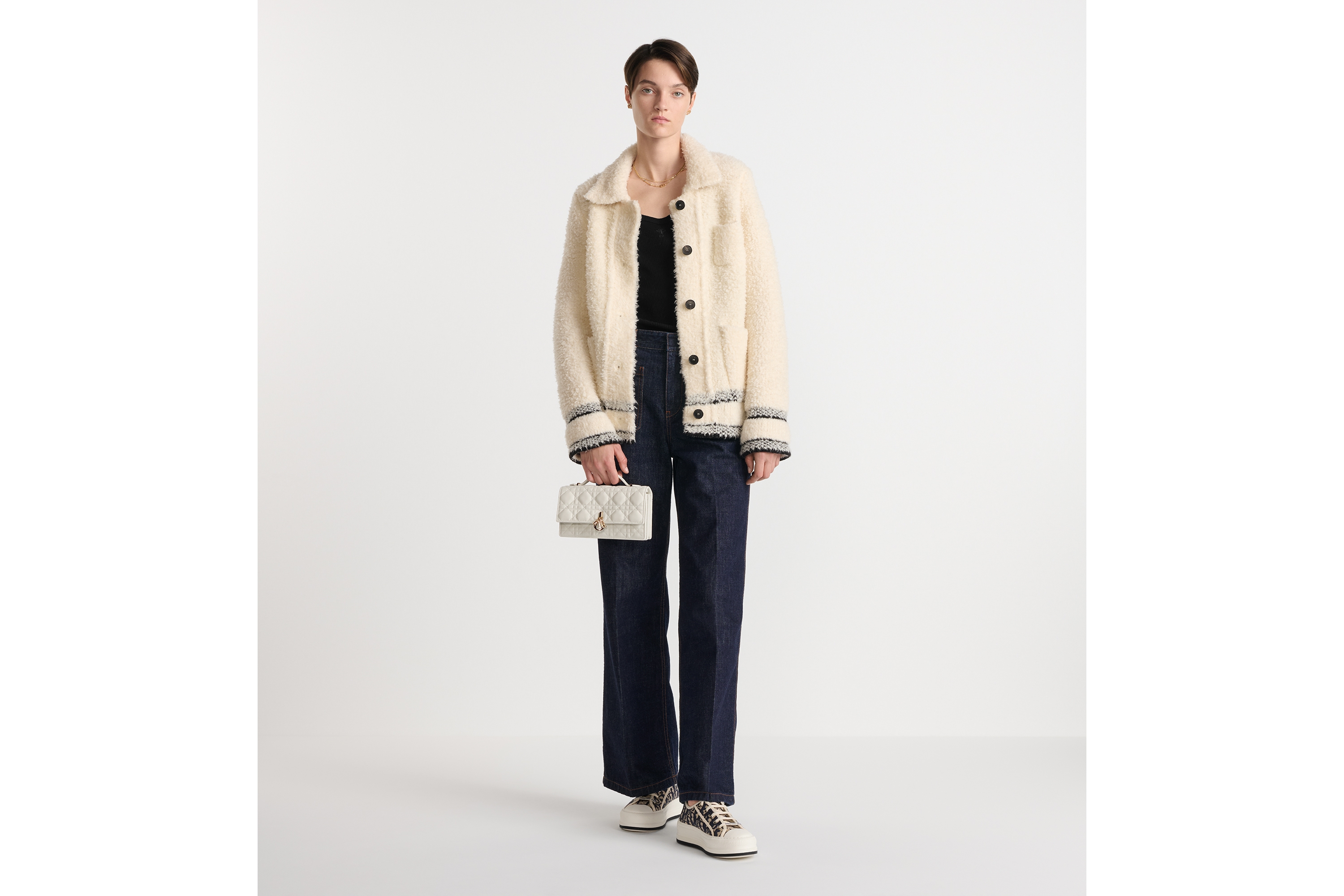 look_image_alt_prefix My Dior 迷你链条手袋 奶白色羊皮革藤格纹 E01