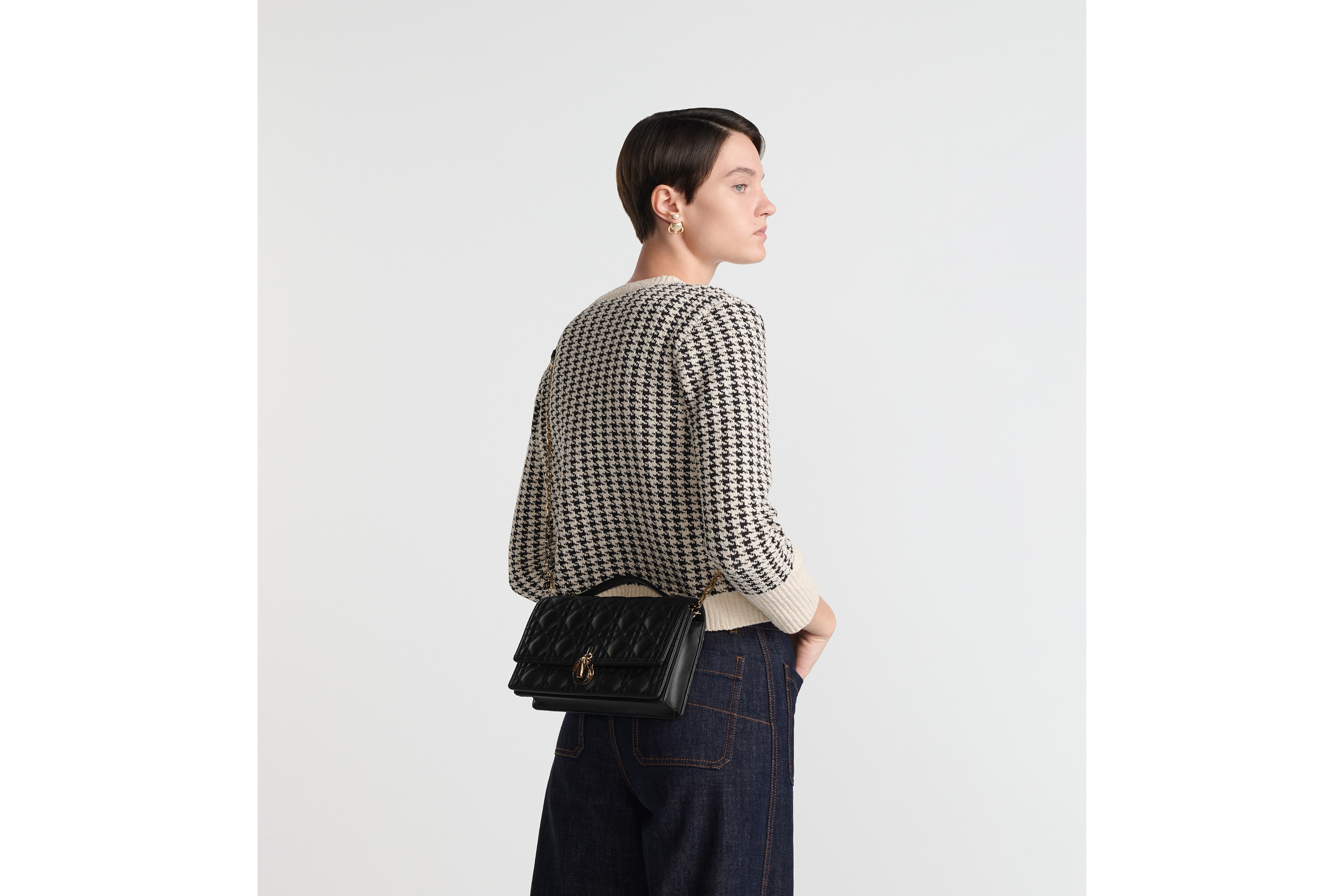 look_image_alt_prefix My Dior Top Handle 手袋 黑色羊皮革藤格纹 E06