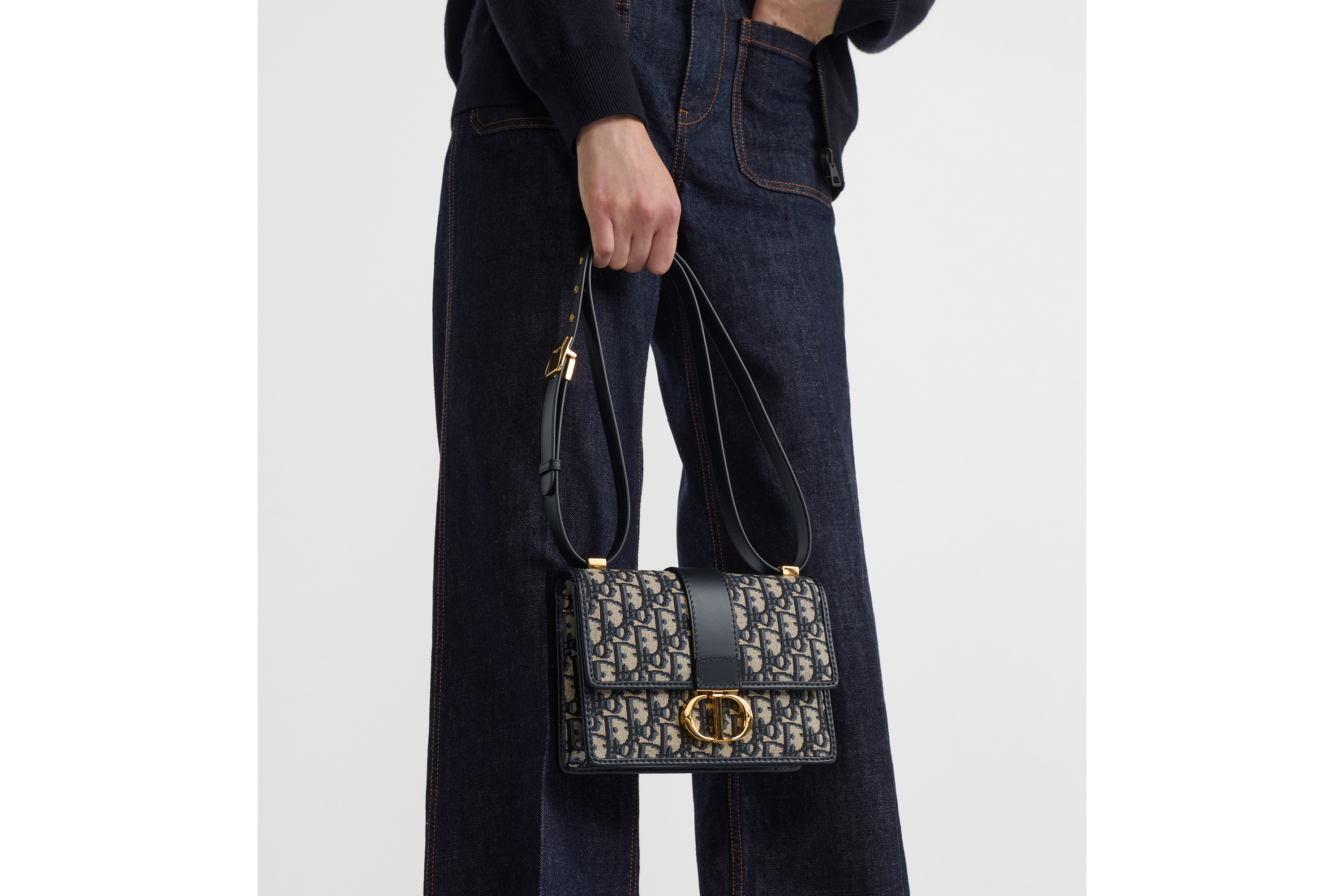 小号 30 Montaigne 手袋 蓝色 Oblique 印花面料 E11