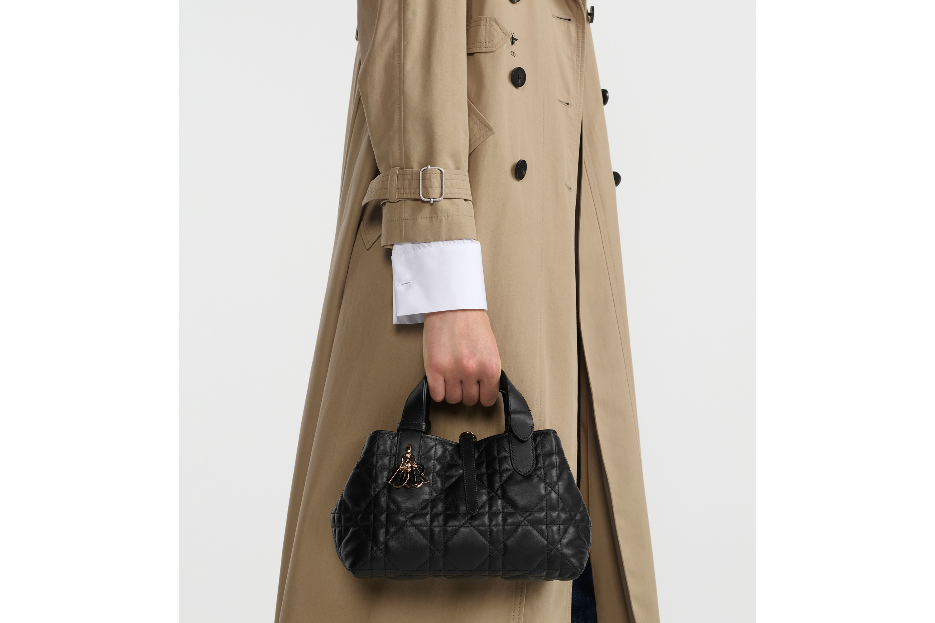 look_image_alt_prefix 小号 Dior Toujours 手袋 黑色牛皮革超大藤格纹 E11