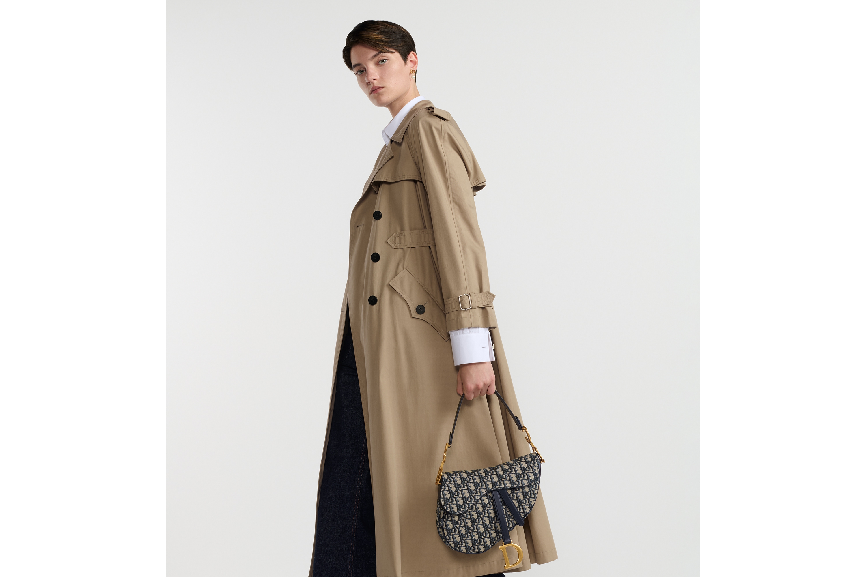 look_image_alt_prefix 马鞍包（附肩带） 蓝色 Oblique 印花面料 E05