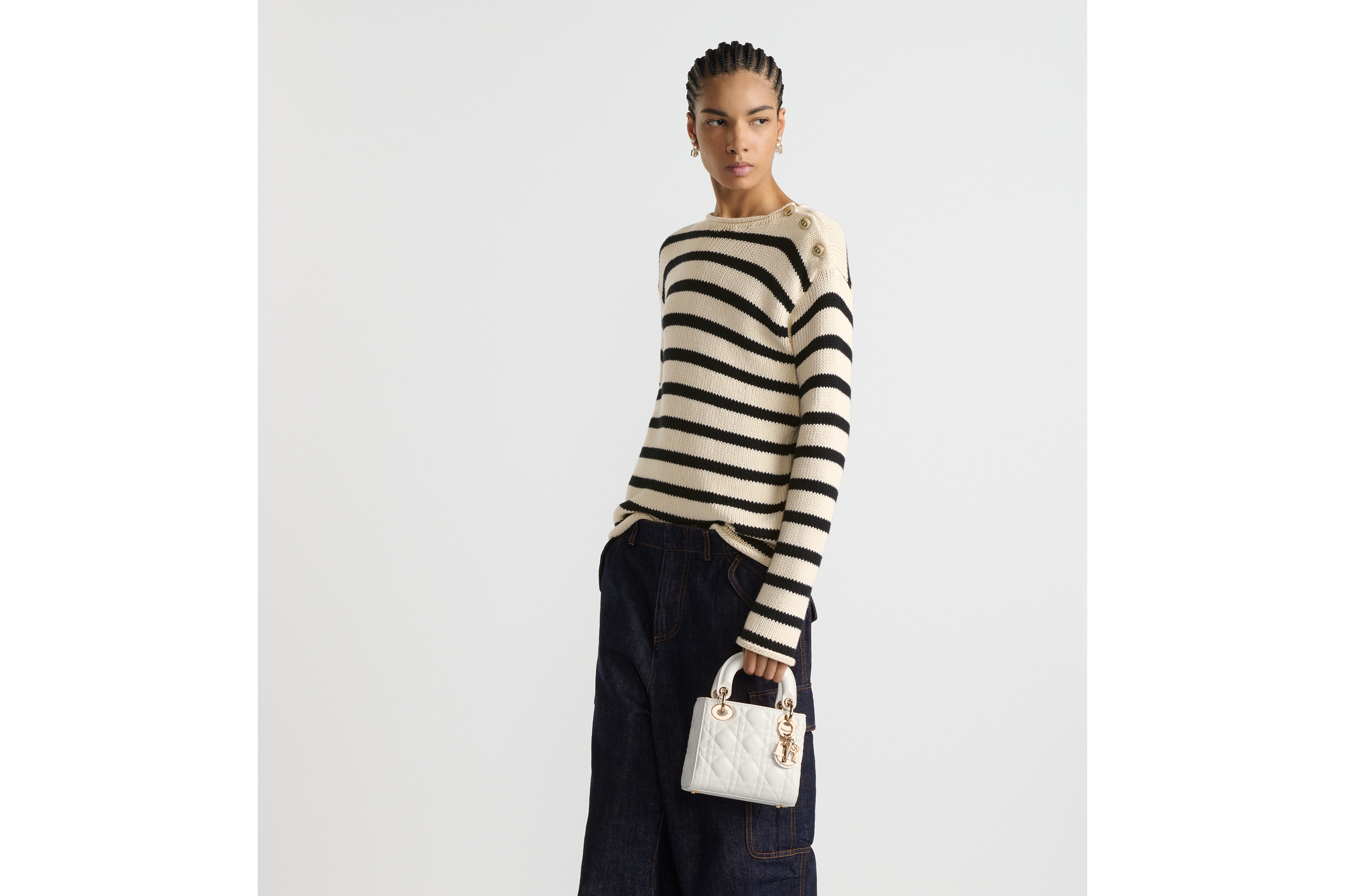 look_image_alt_prefix 迷你 Lady Dior 手袋 奶白色羊皮革藤格纹 E05