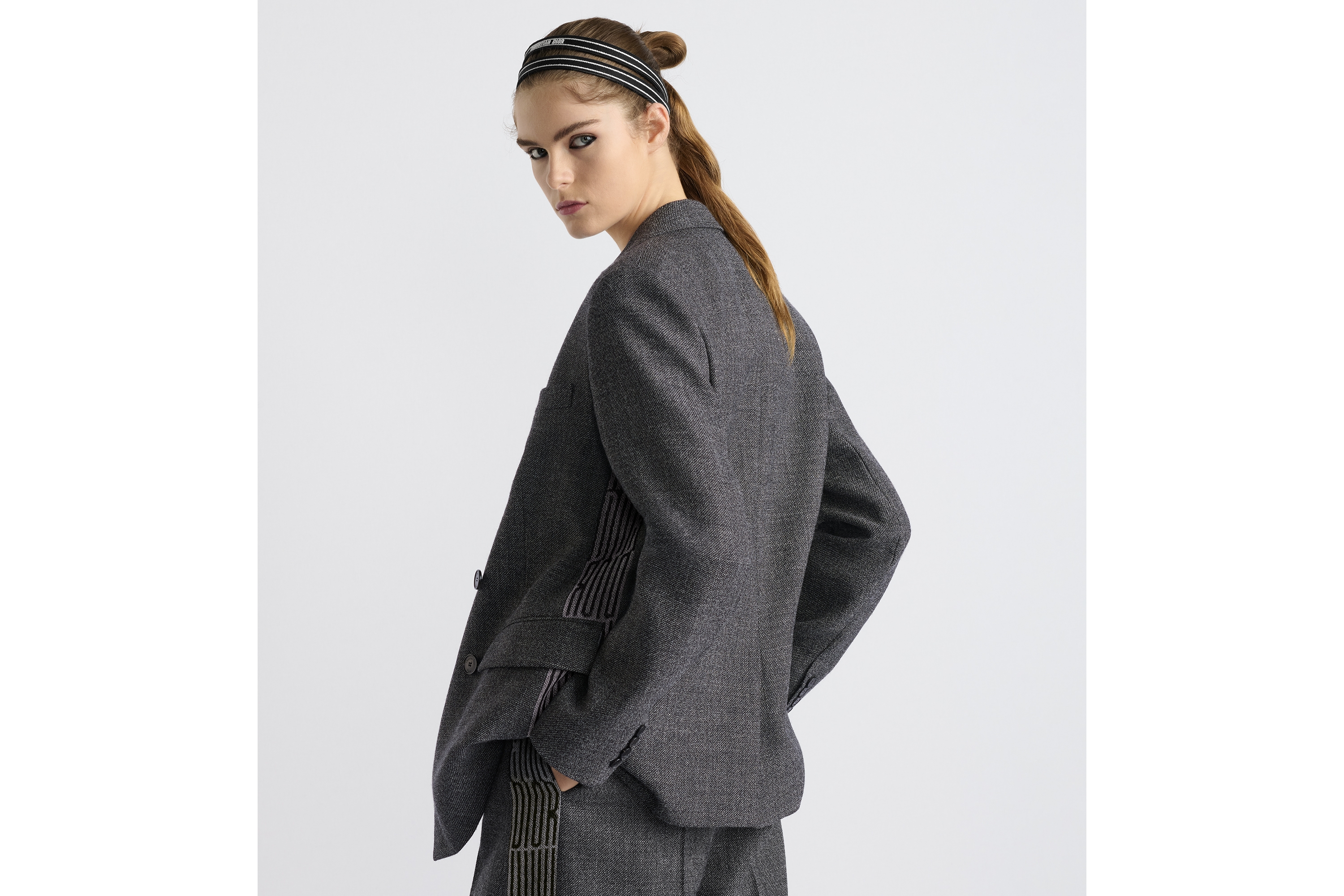 西装外套 灰色轻盈绵羊毛面料 Dior Graphique 图案 E05