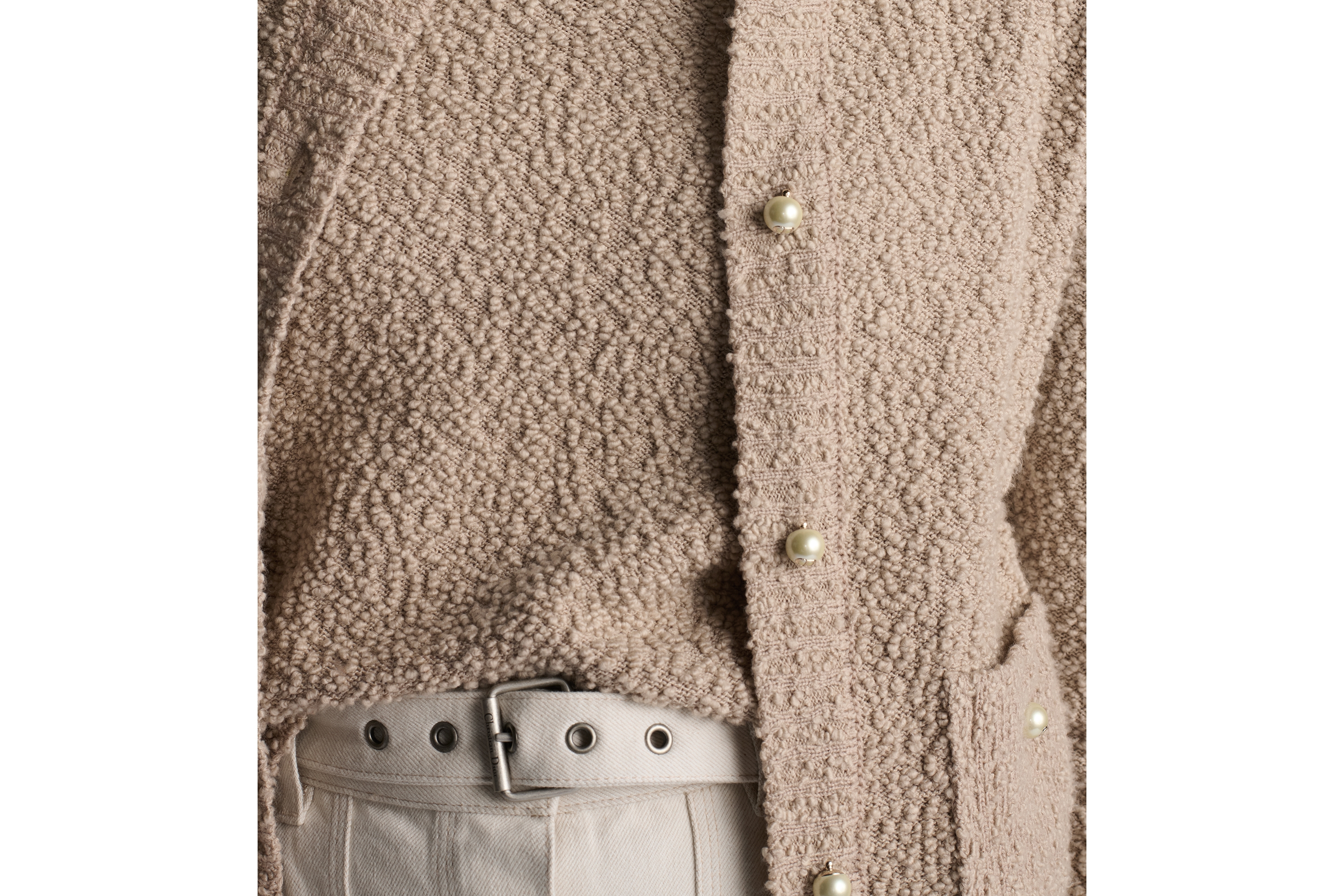 两件套 米色棉质混纺毛圈花式线针织面料 E13