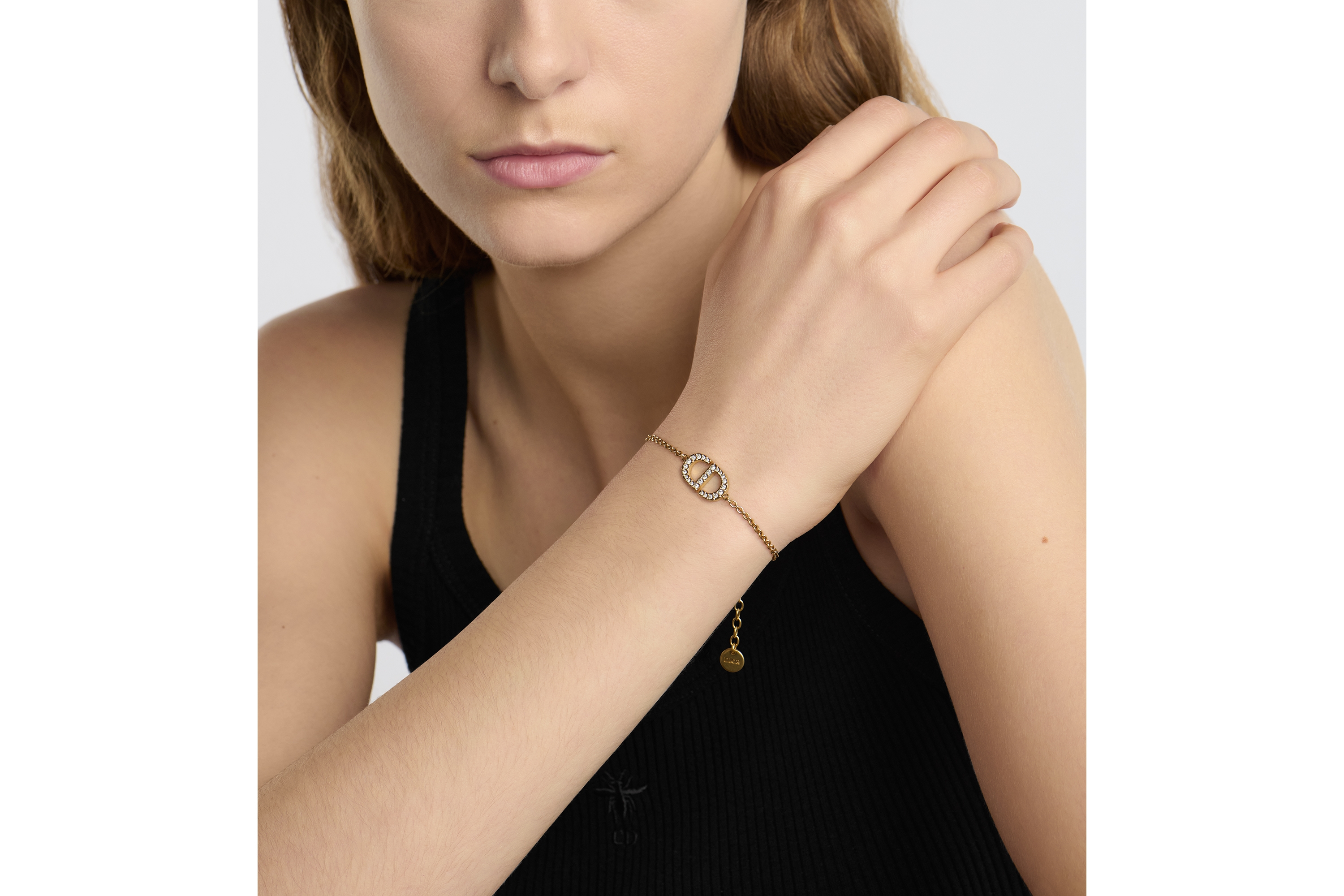 Petit CD 手链 金色饰面金属和银色调仿水晶装饰 E11