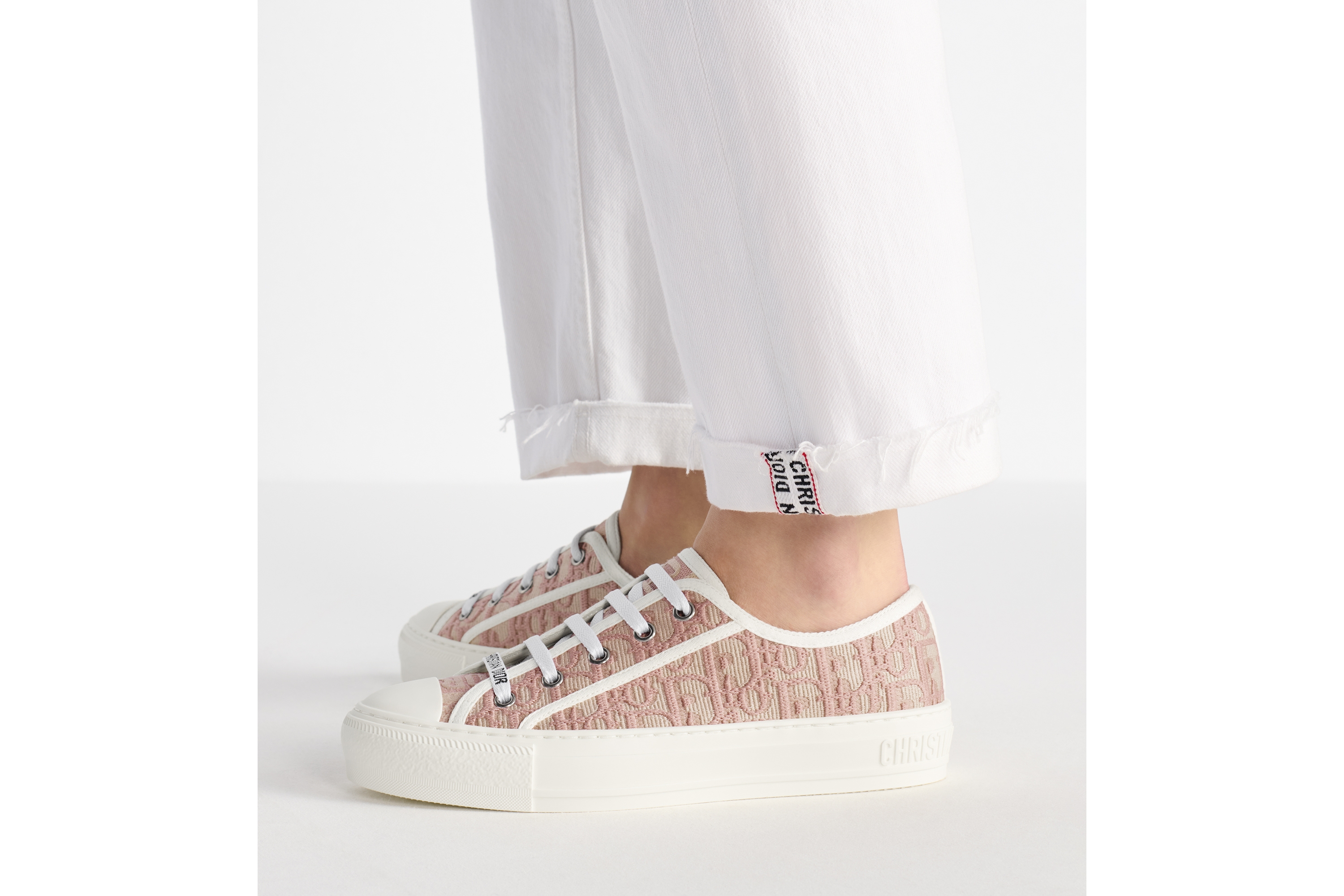 look_image_alt_prefix Walk'n'Dior 运动鞋 裸色棉质刺绣面料 Oblique 印花 E15